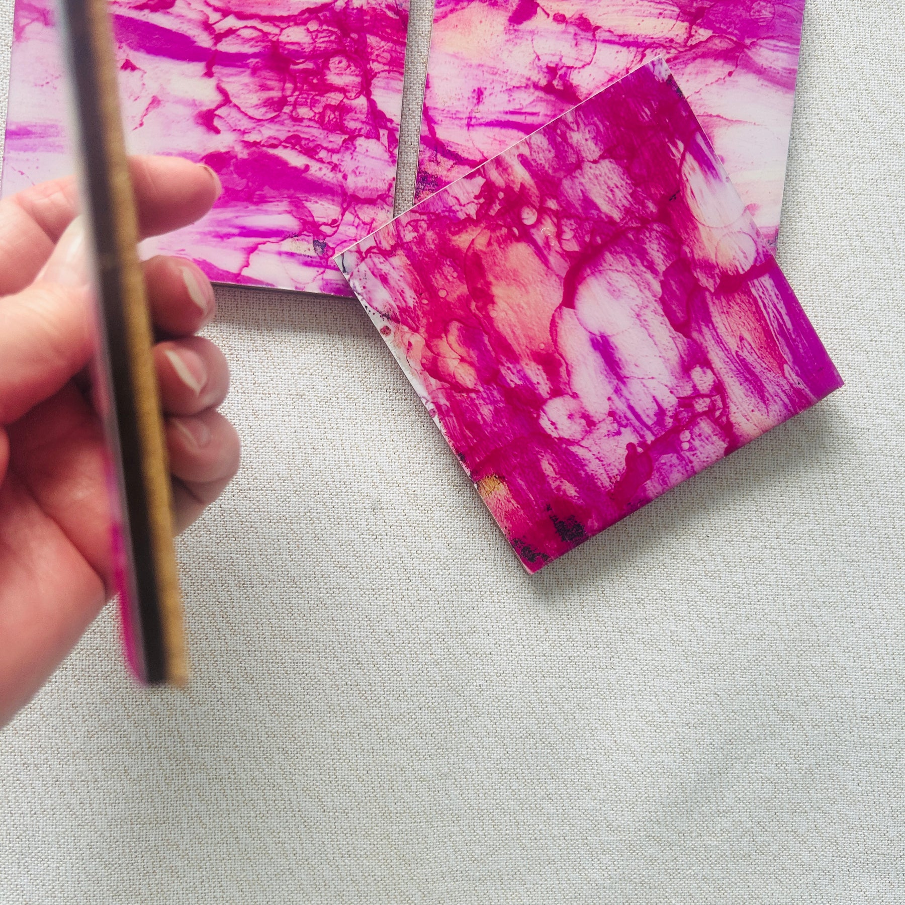 Resin/Alcohol Ink Drink Coasters (Set of 2) Hot Pink