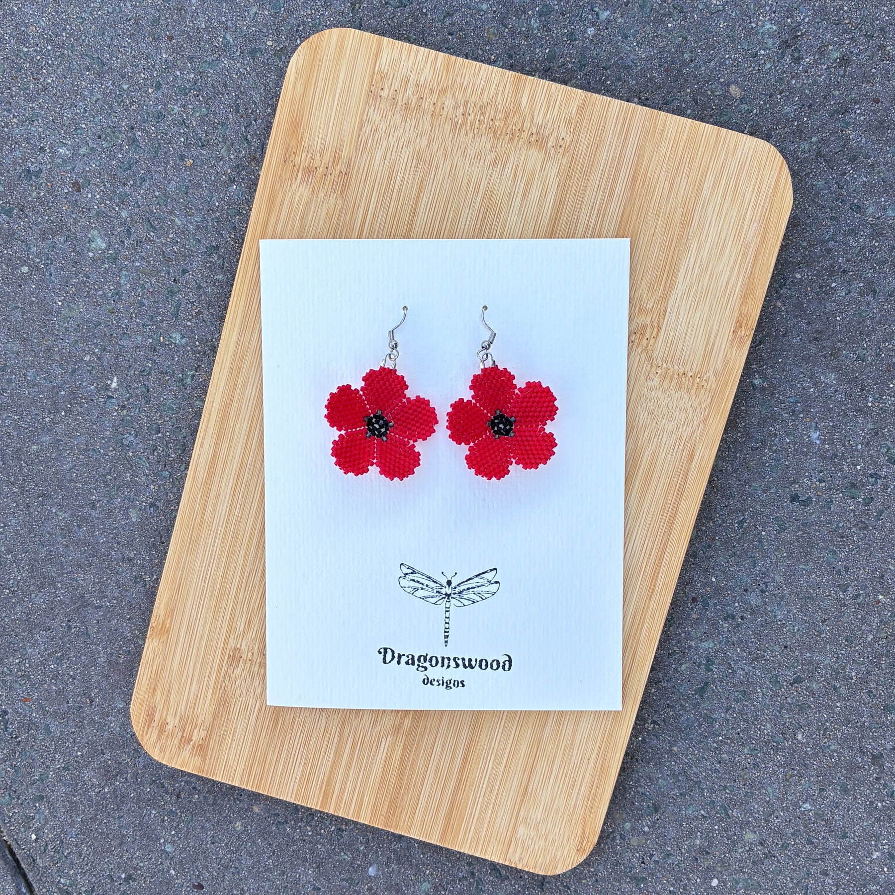 Seed Bead earrings - Poppies