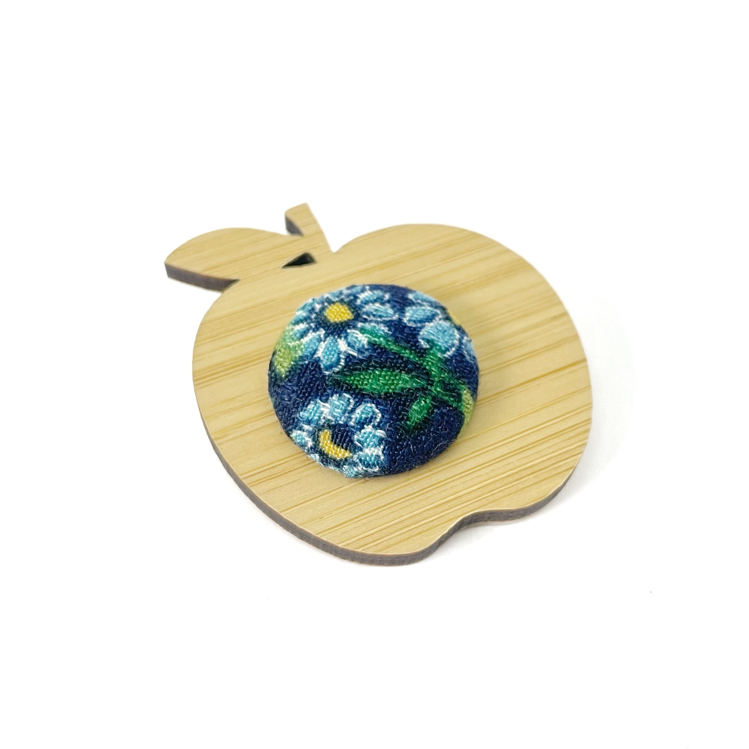 Apple for the Teacher Brooch - Blue Florals