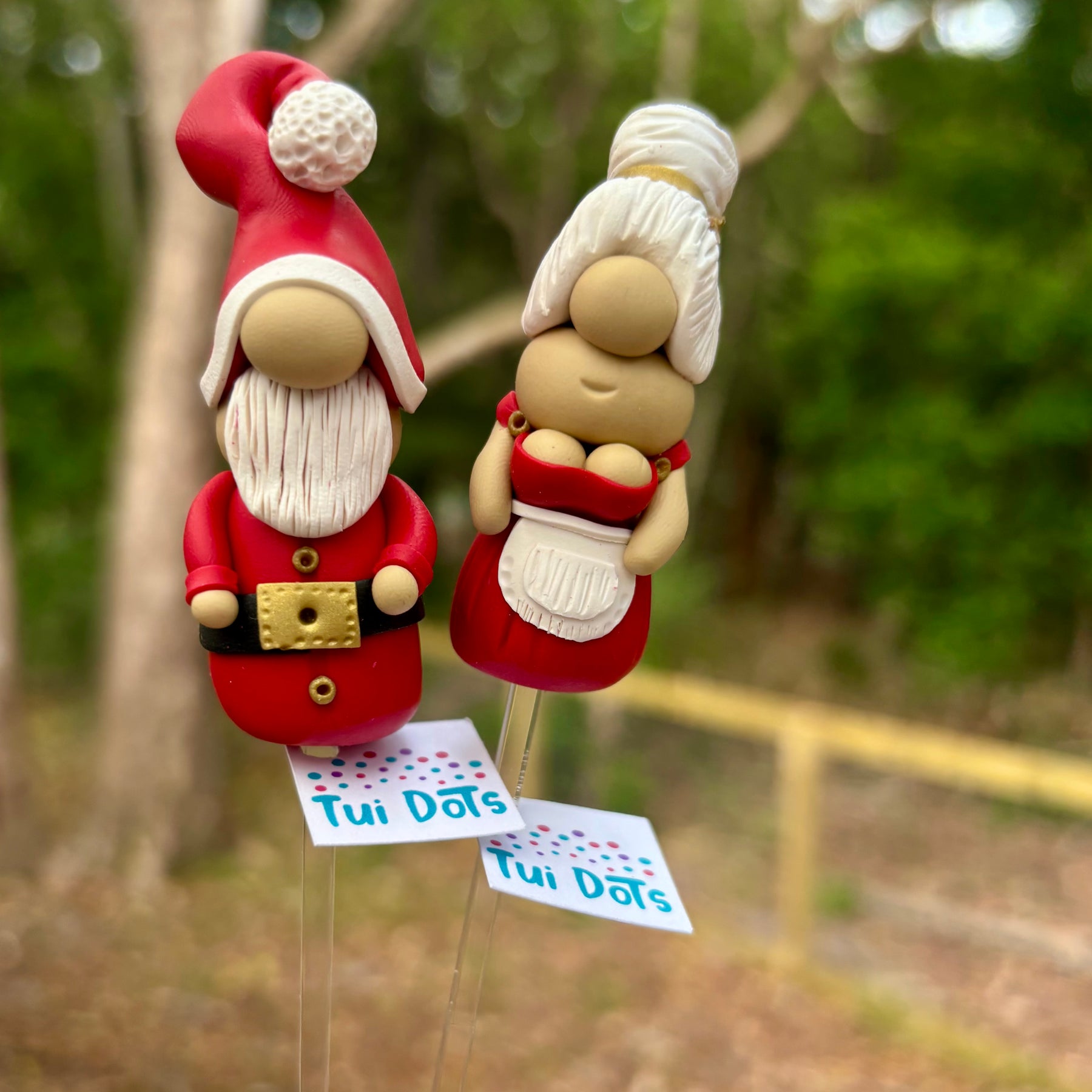 Christmas Tiny Gnomes - Santa and Mrs Claus | Polymer clay gnome