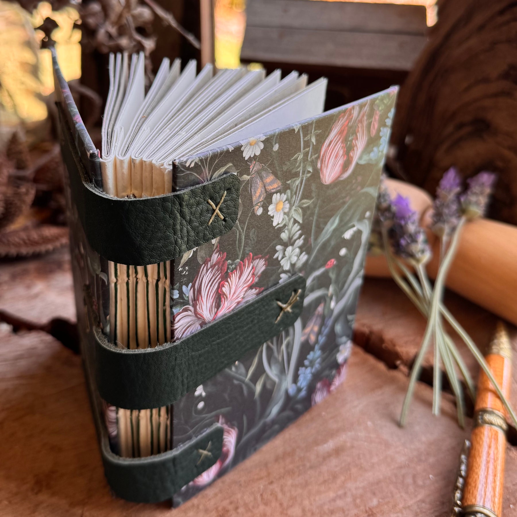 A6 Concertina Spine Journal Green