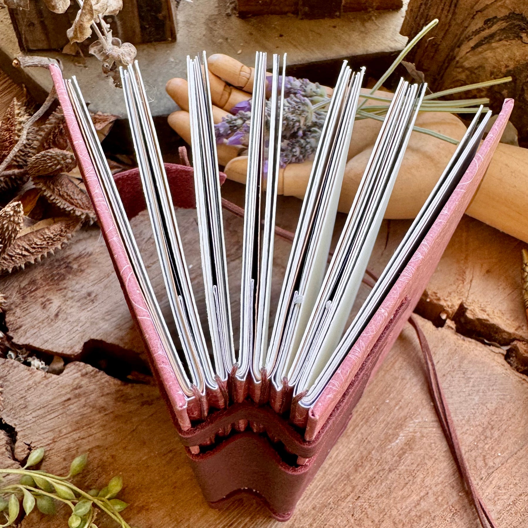 A6 Concertina Spine Journal Burgundy