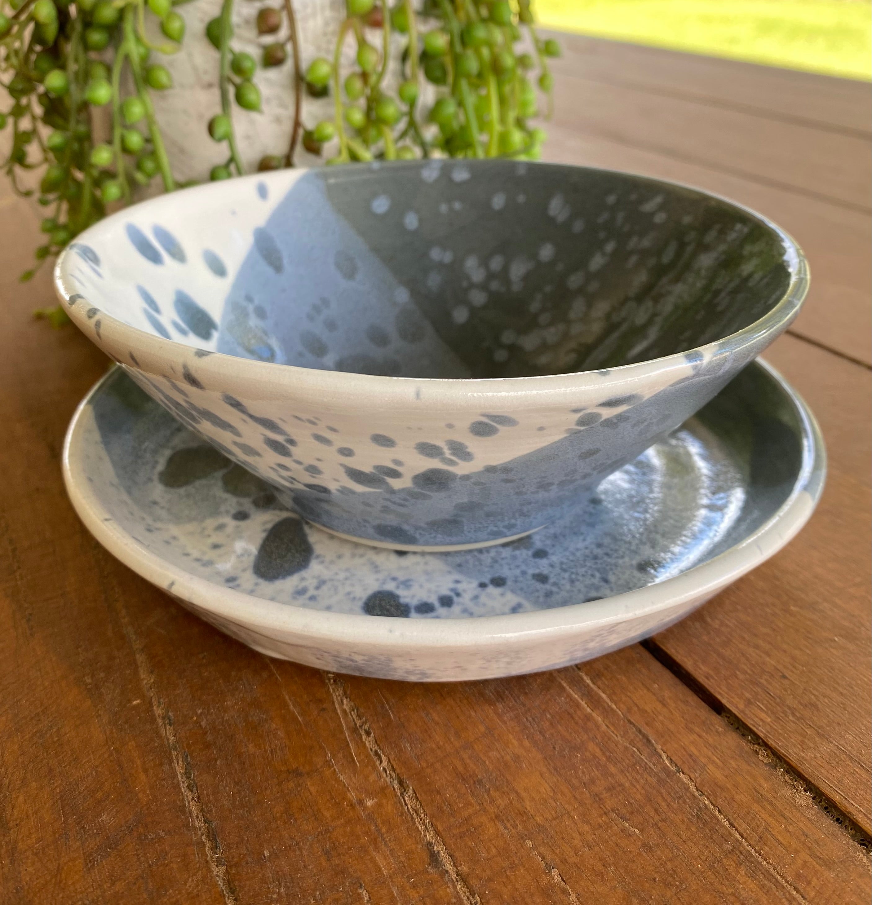 Handmade Ceramic Soup Cup and Plate Set/ Handmade Pottery