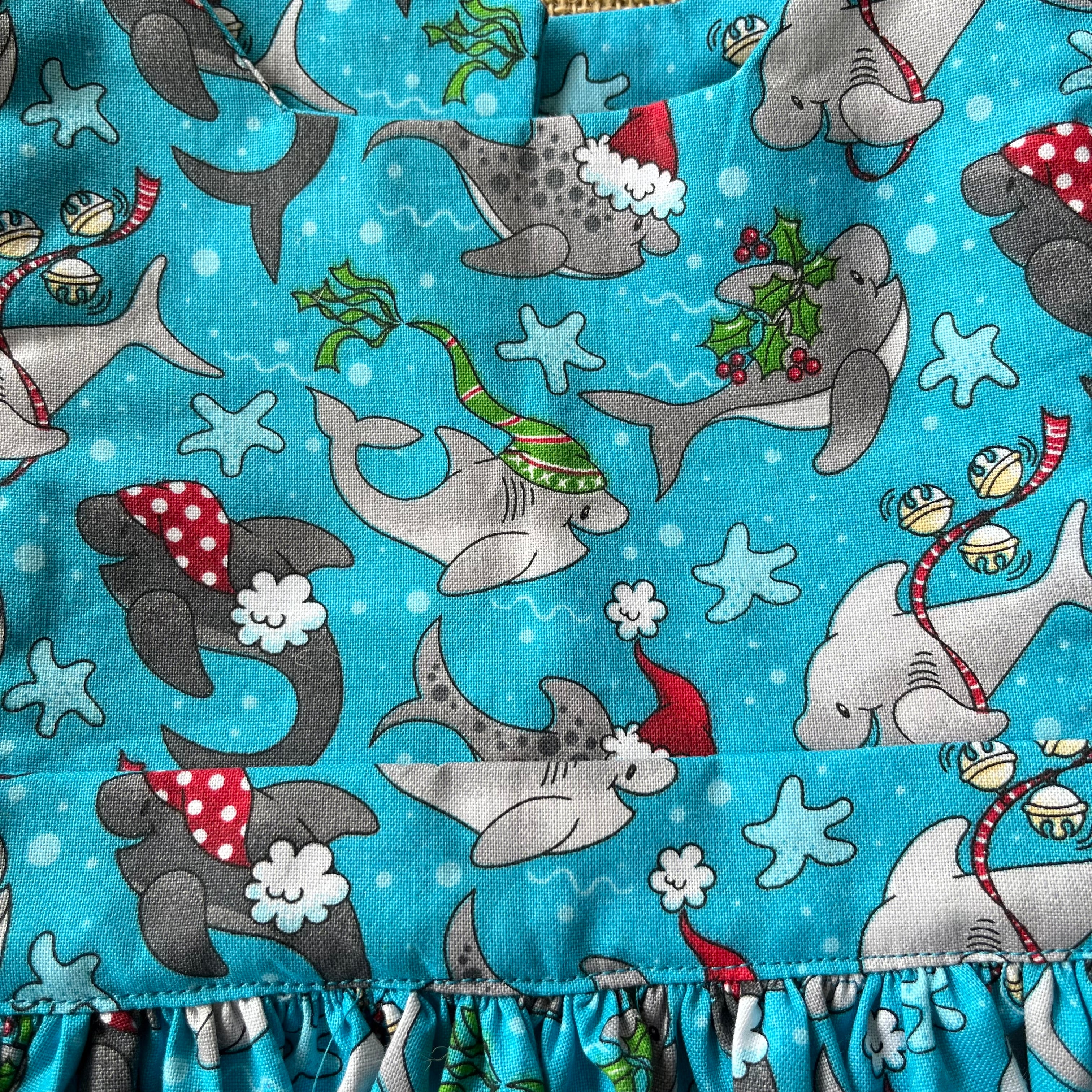 Christmas Pinafore Dress | Handmade Toddler Girls Outfit dolphins