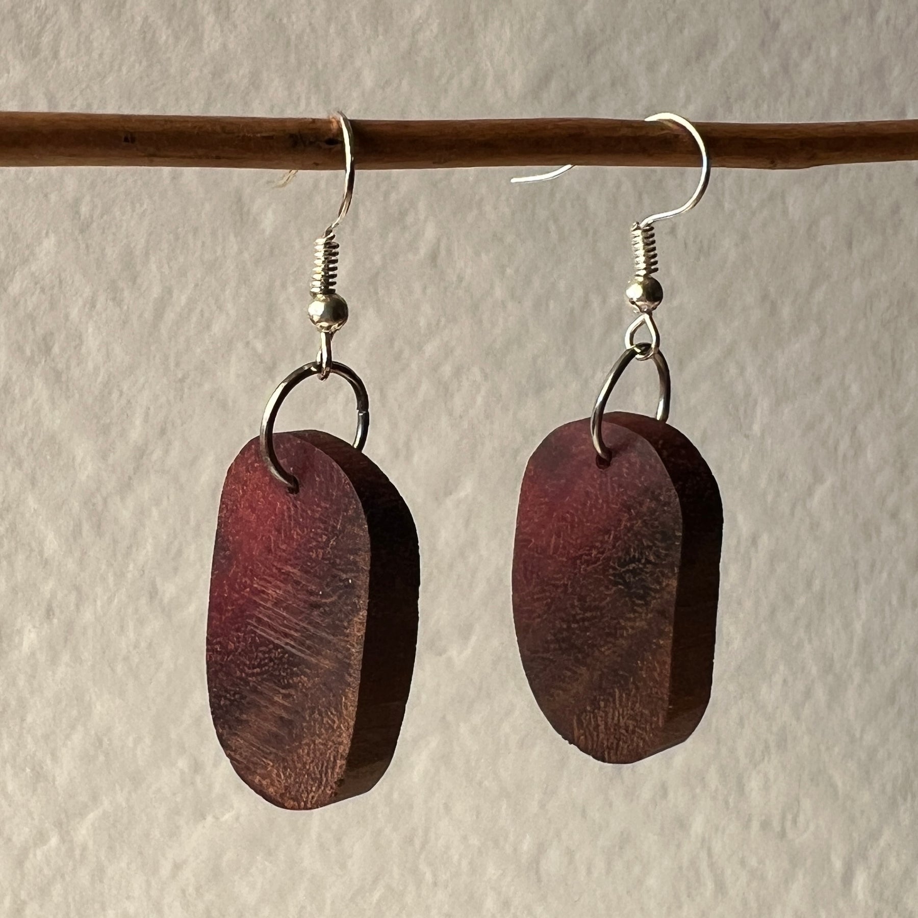 Unique Earrings Handmade from Recycled Timber