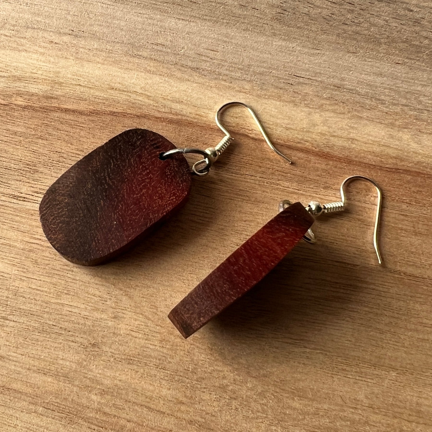 Unique Earrings Handmade from Recycled Timber