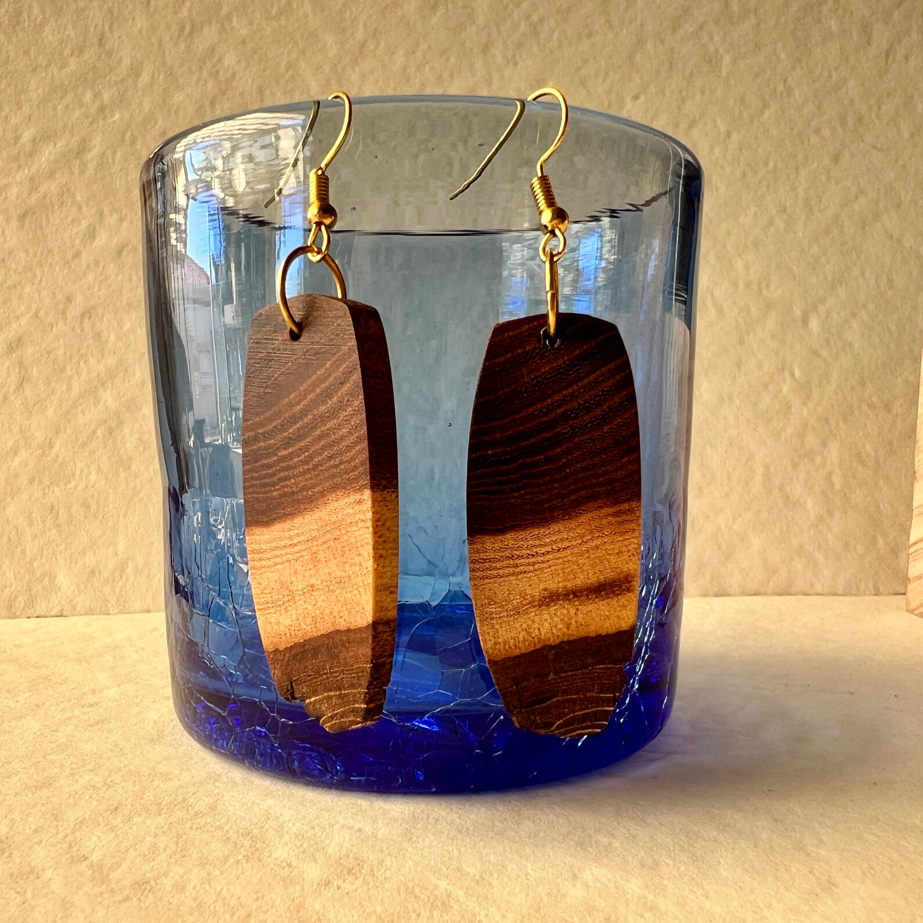 Unique Wooden Earrings in Elm - Beautifully Handmade from Recycled Timber