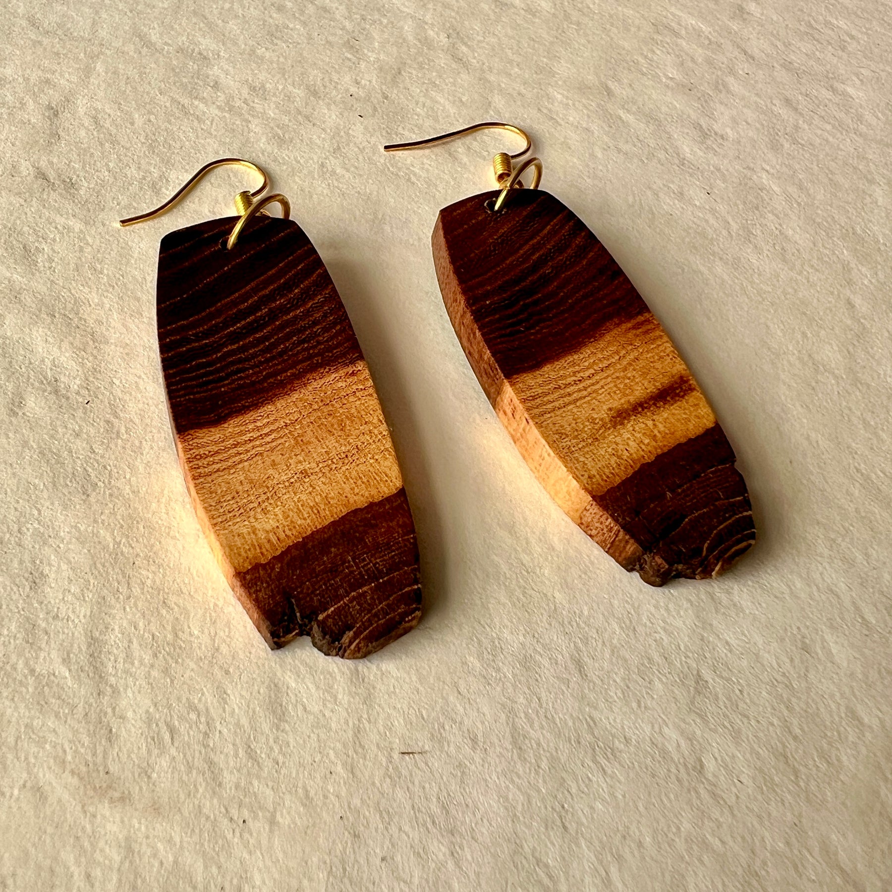 Unique Wooden Earrings in Elm - Beautifully Handmade from Recycled Timber
