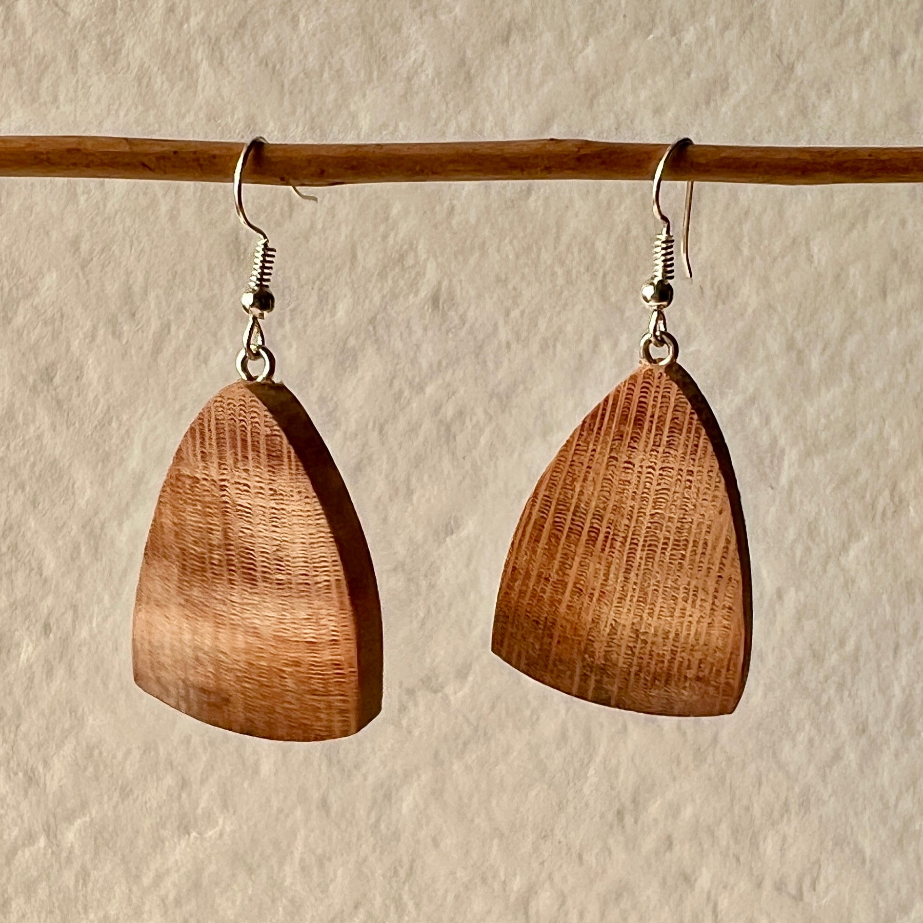 Unique Wooden Earrings in Silky Oak - Handmade from Recycled Timber