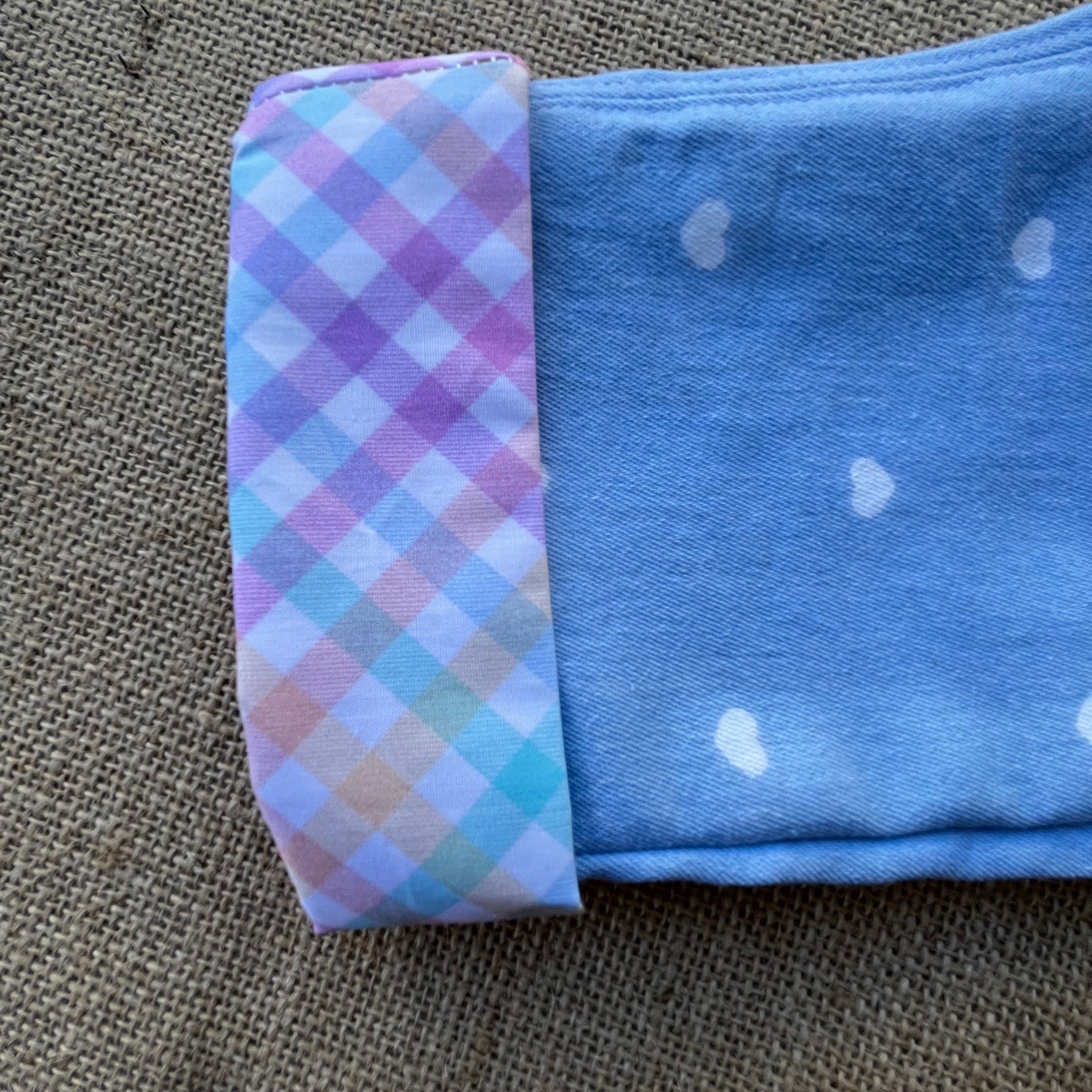 Pale blue denim with hearts and gingham /unisex toddler overalls | dungarees