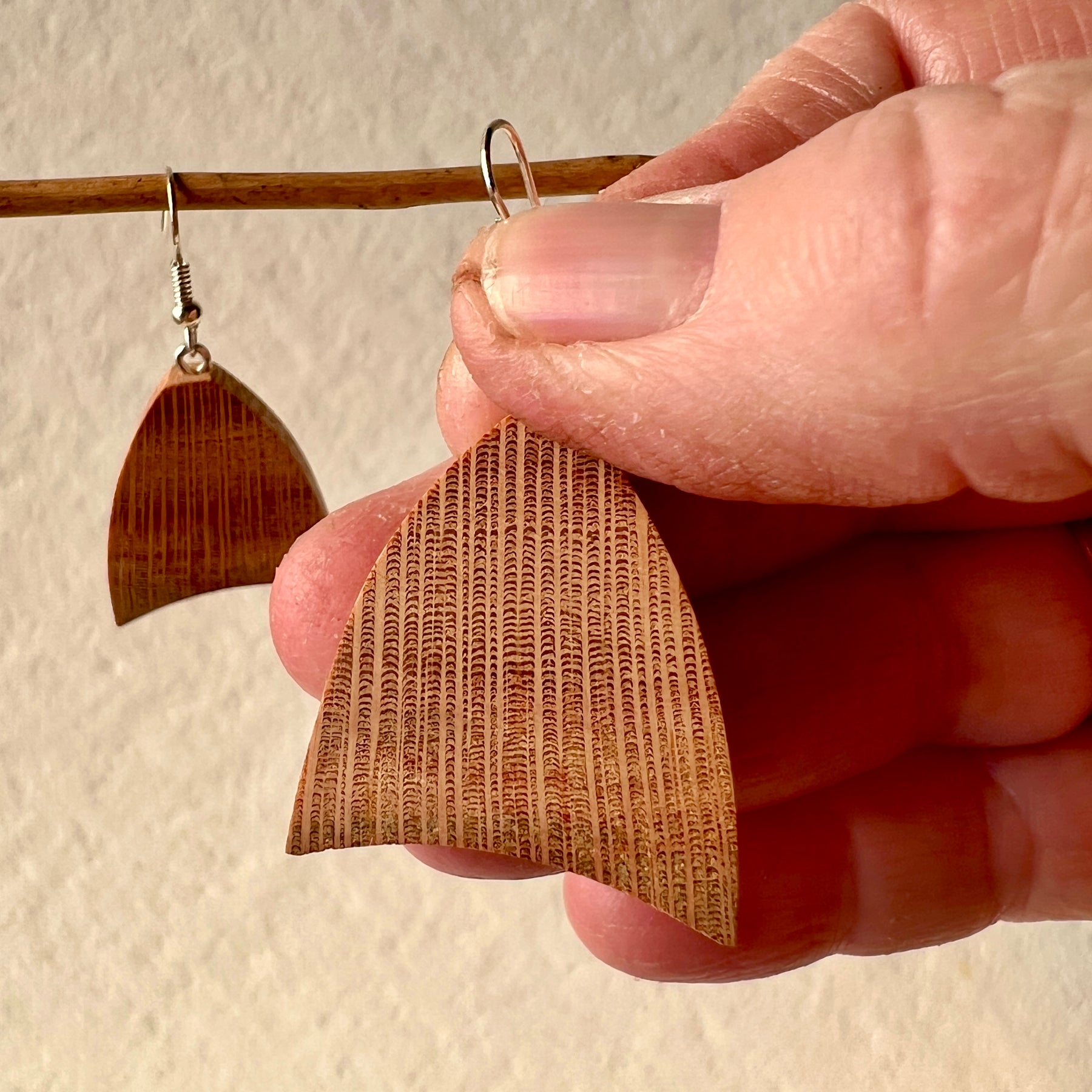 Unique Wooden Earrings in in Silky Oak - Handmade from Recycled Timber