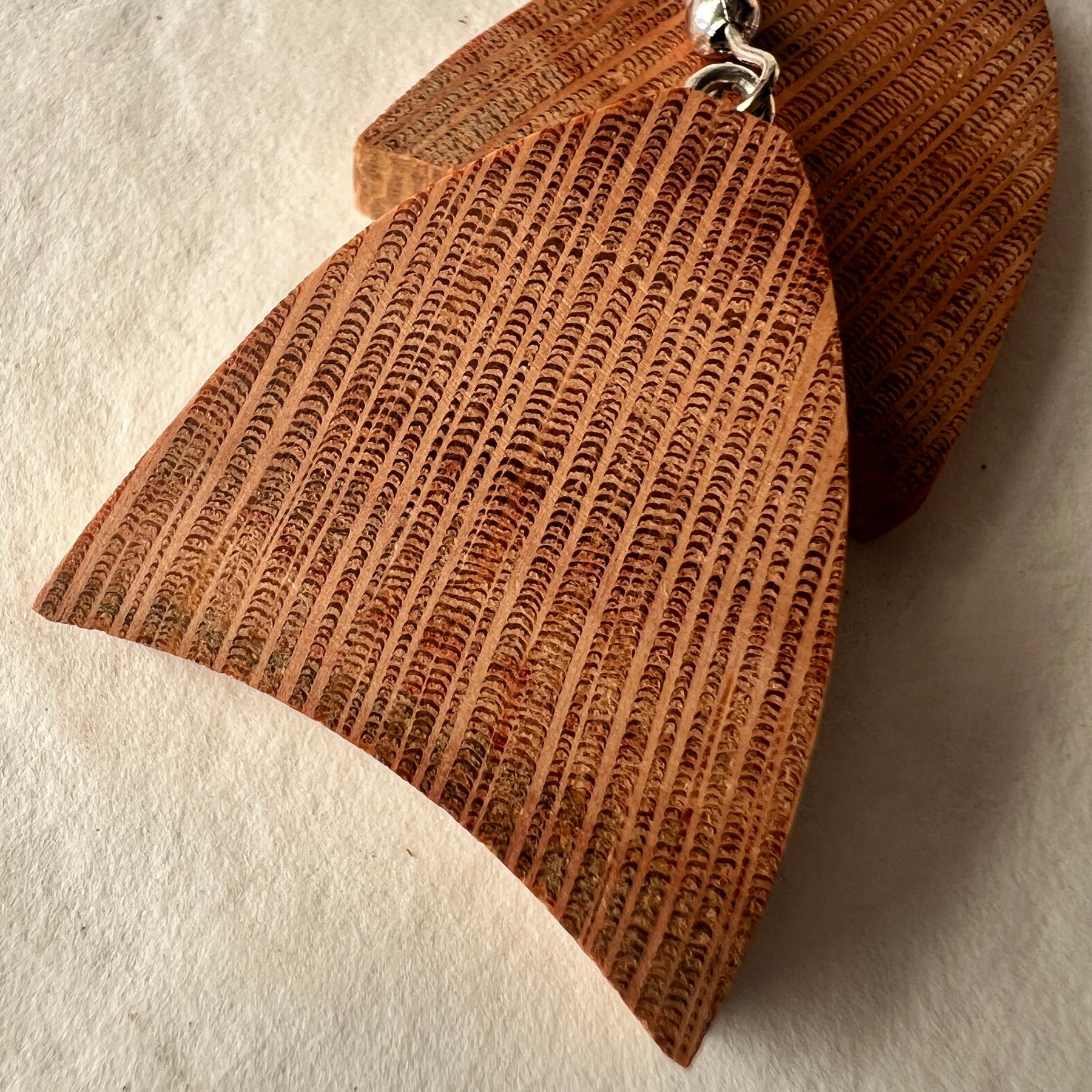 Unique Wooden Earrings in in Silky Oak - Handmade from Recycled Timber