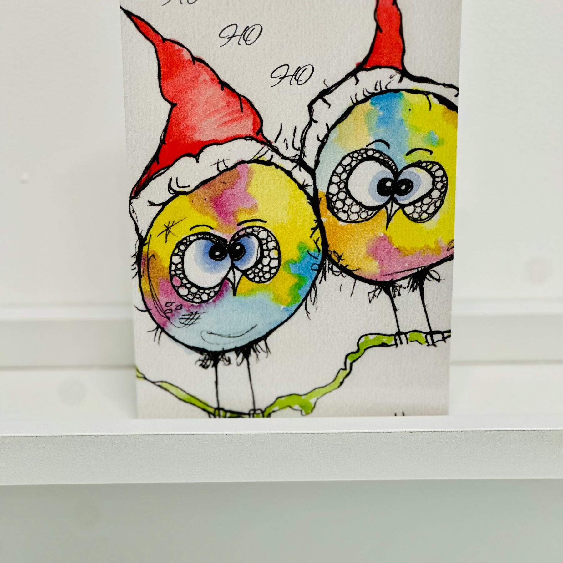 Christmas greeting cards. Hand drawn and painted in ink wash.