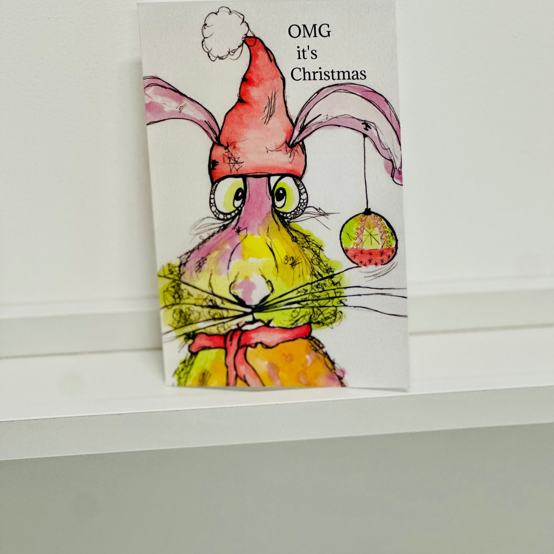 Christmas greeting cards. Hand drawn and painted in ink wash.