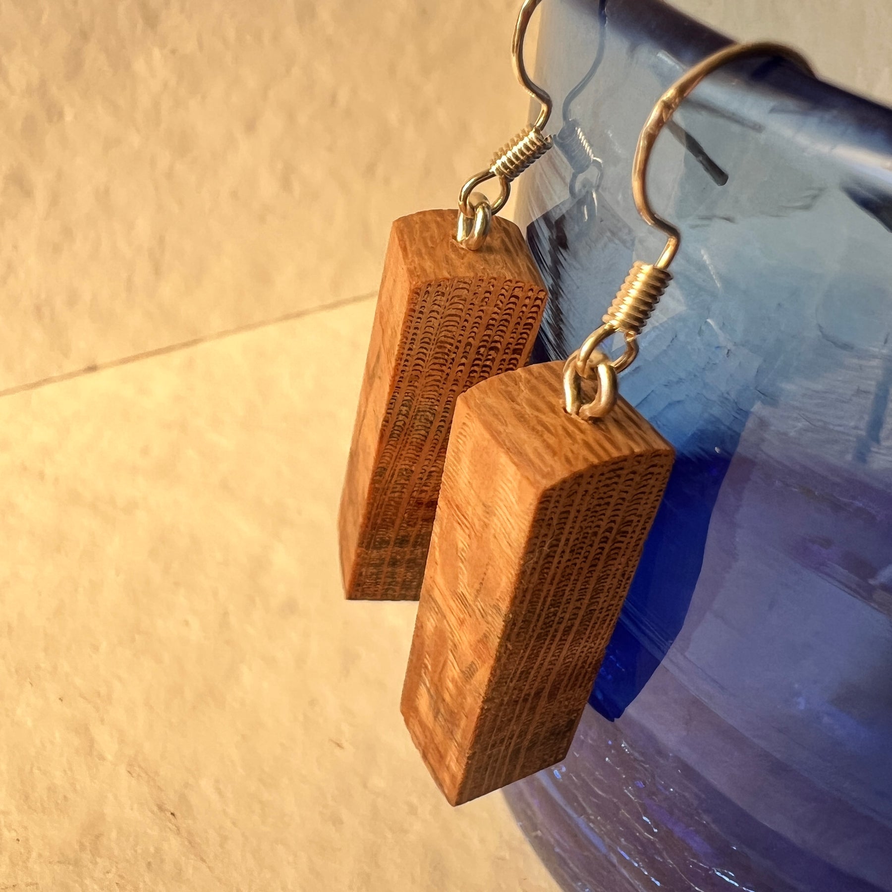 Wooden Earrings in Silky Oak - Handmade Unique One of a Kind Earrings