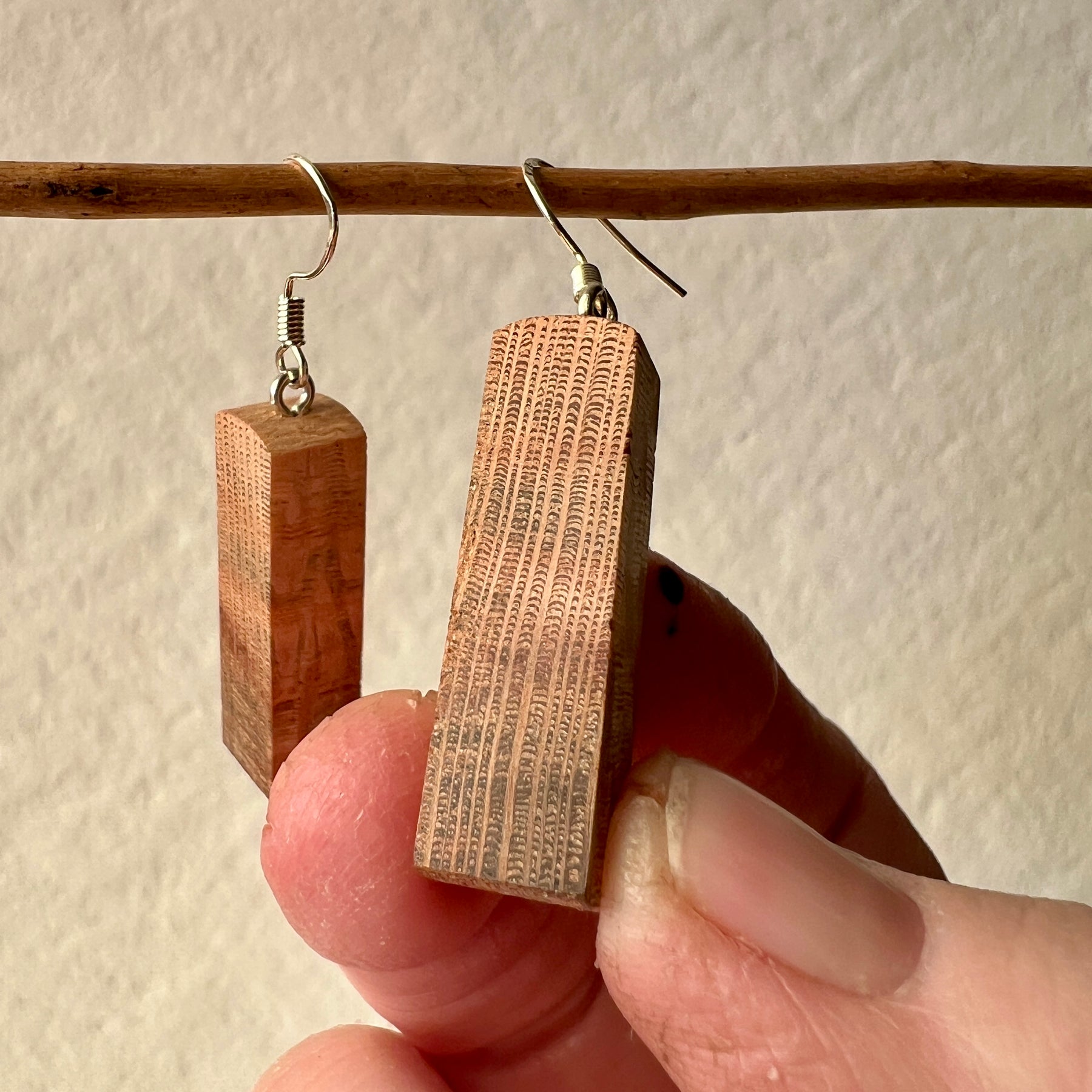 Wooden Earrings in Silky Oak - Handmade Unique One of a Kind Earrings