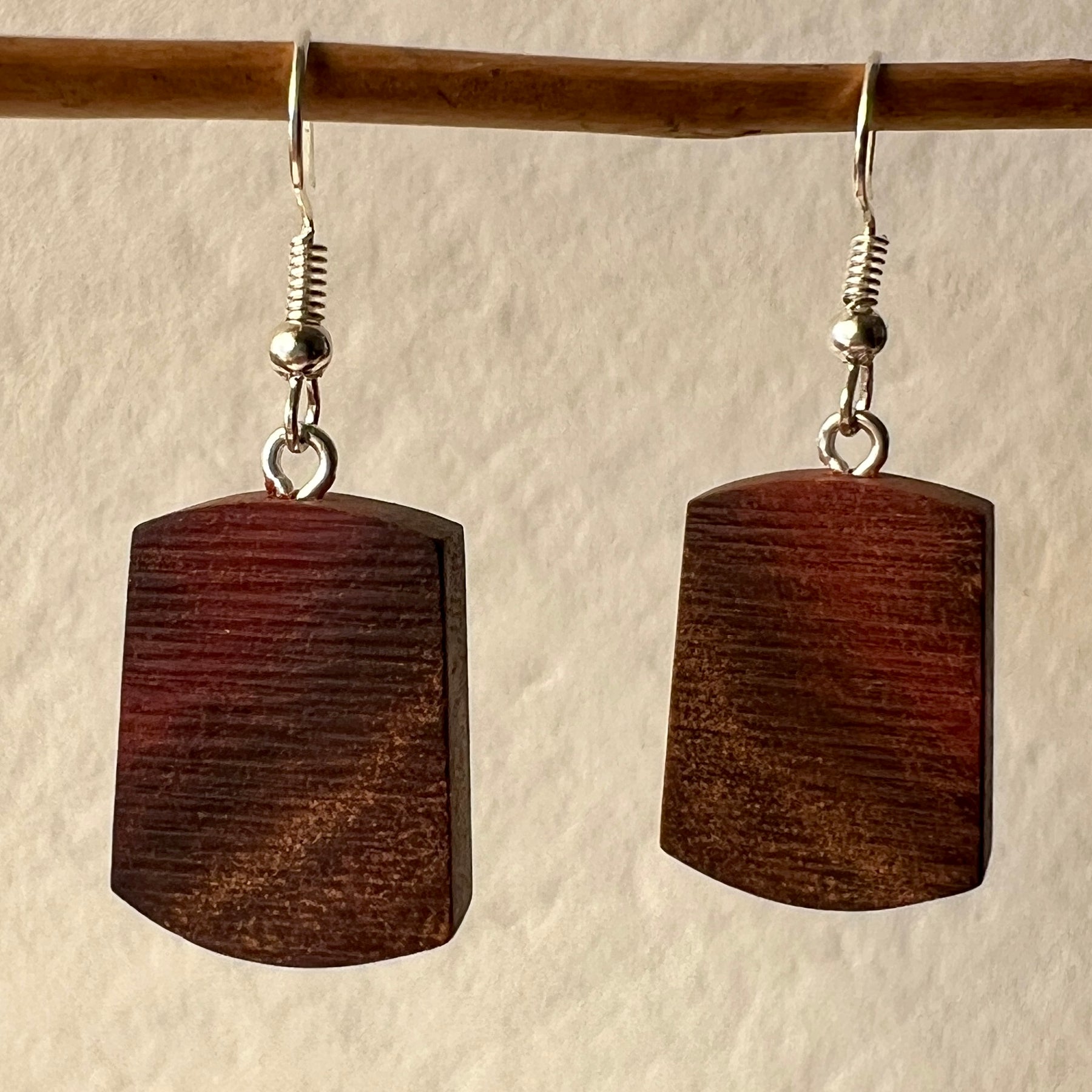 Unique Earrings Handmade from Recycled Timber