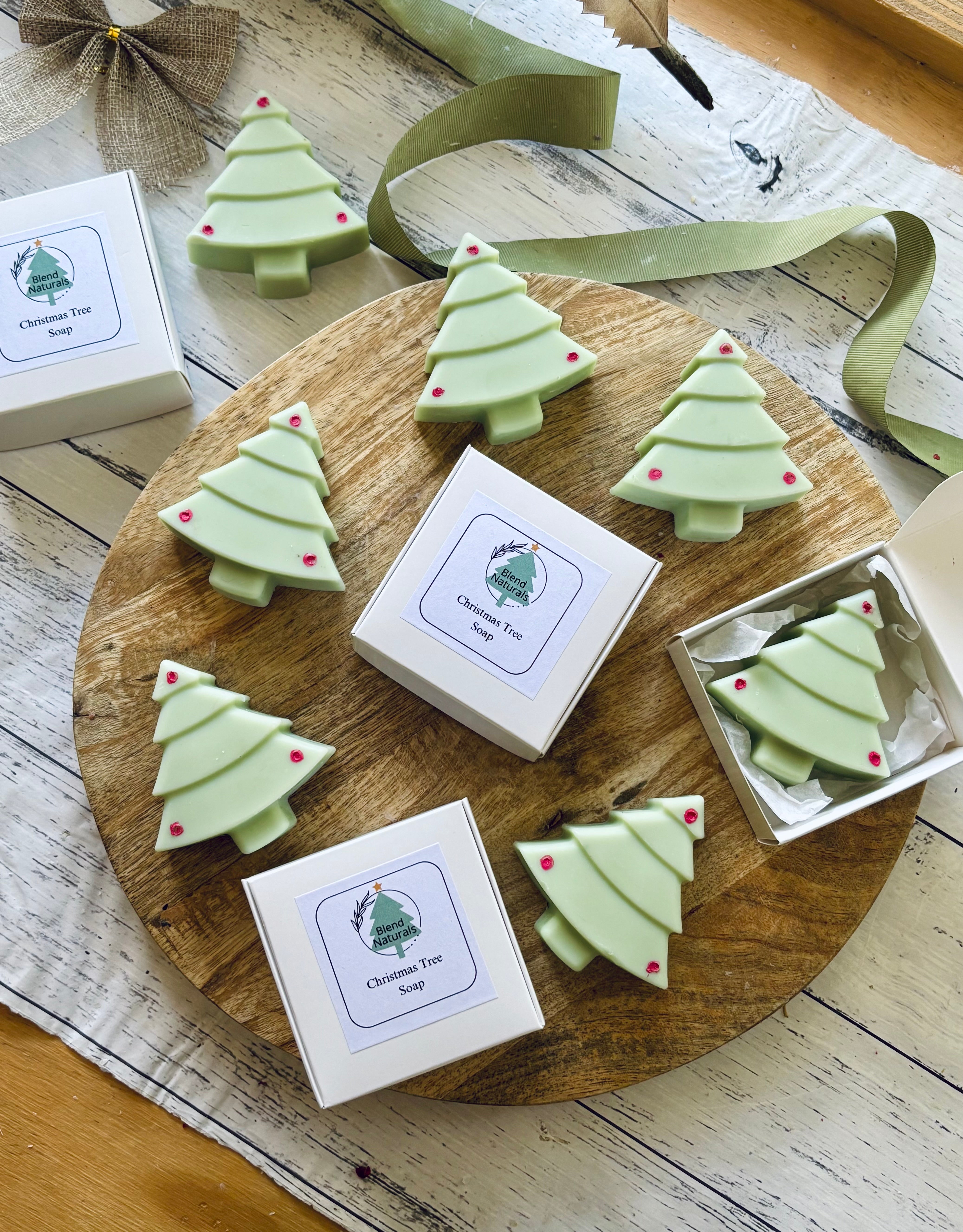 Christmas Tree Soap Bars - Festive-themed natural soap.