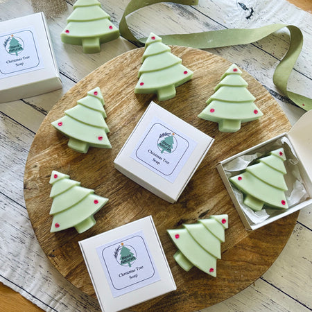 Christmas Tree Soap Bars - Festive-themed natural soap.
