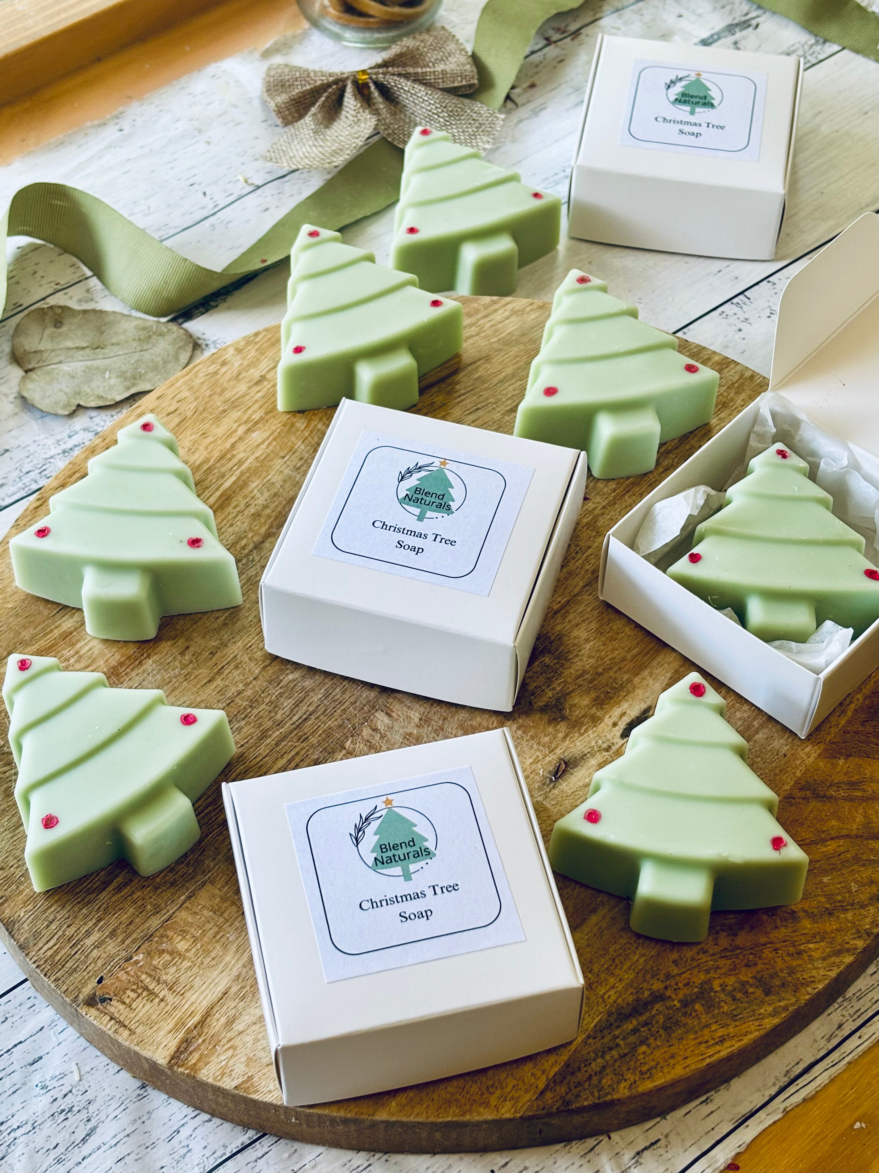 Christmas Tree Soap Bars - Festive-themed natural soap.