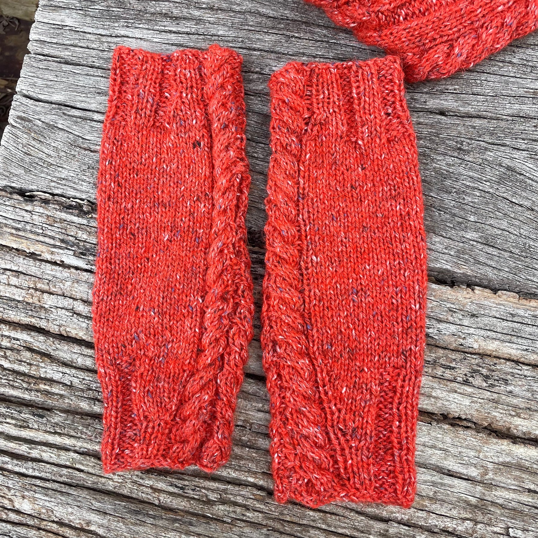 Orange Tweed Hooded Cowl and Gloves Set
