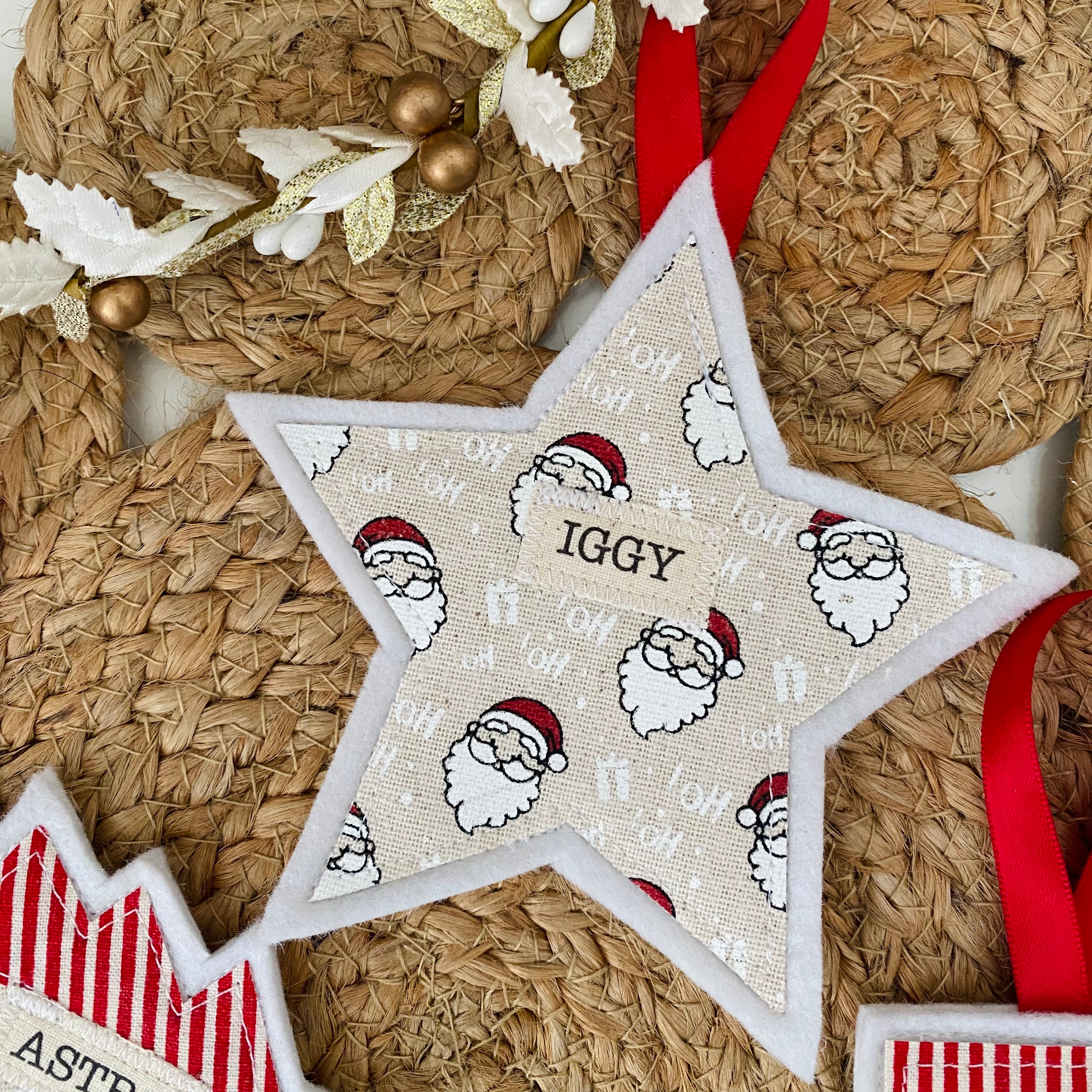 Set of 4 Appliqued Christmas Decorations - Personalised - Various Designs