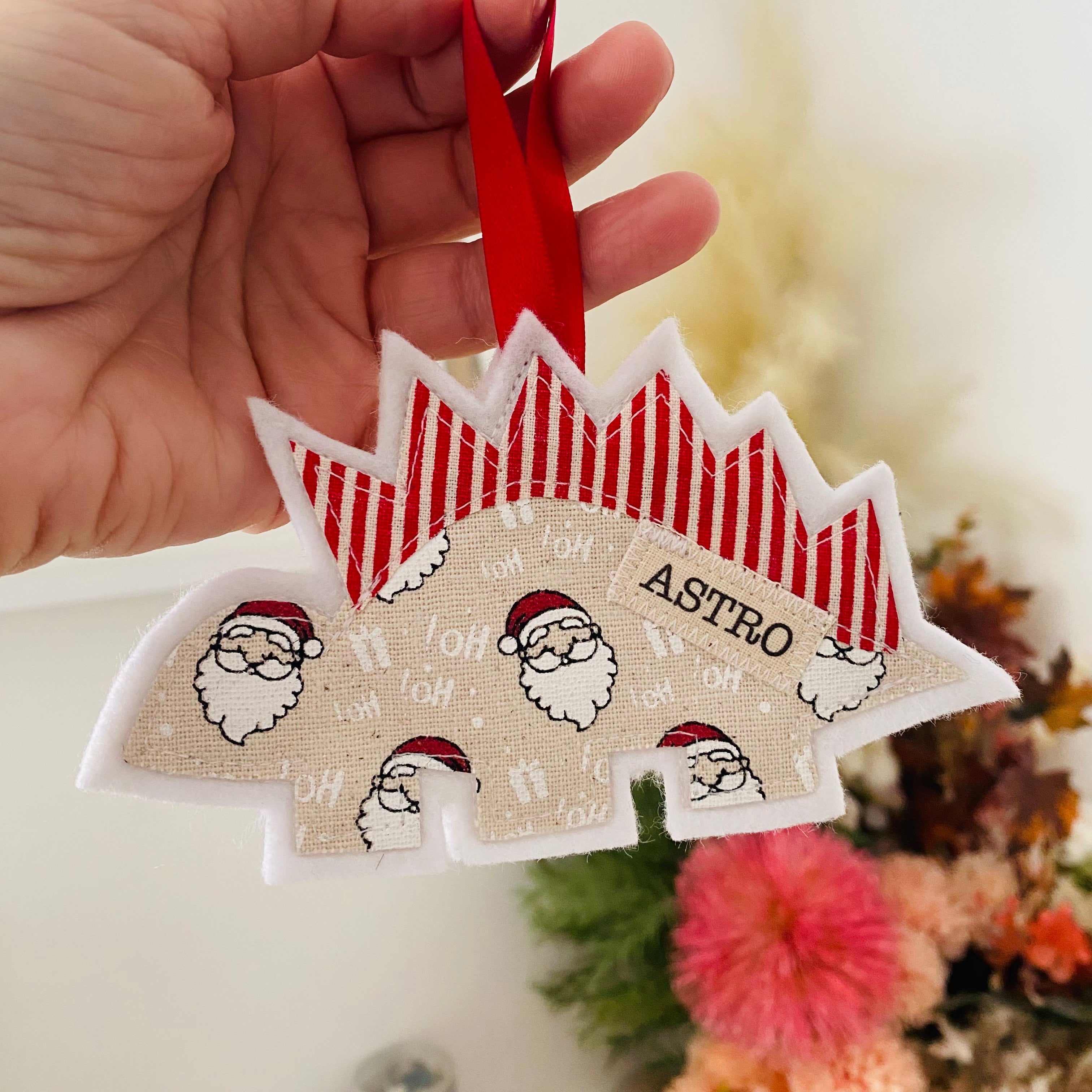 Set of 4 Appliqued Christmas Decorations - Personalised - Various Designs