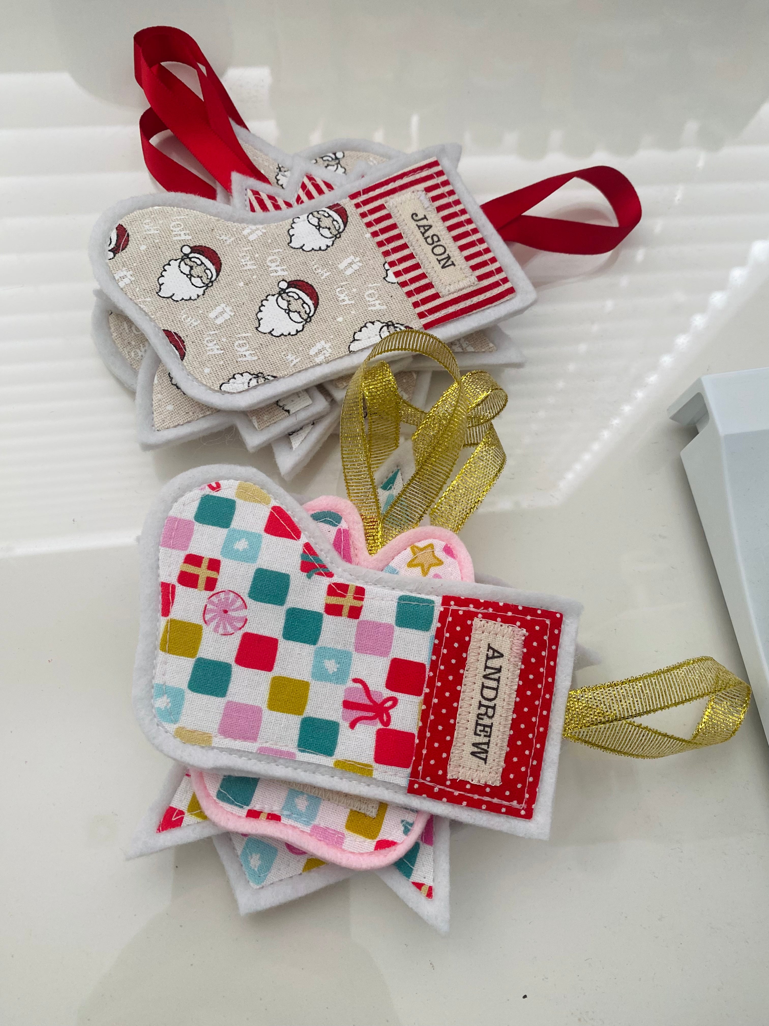 Set of 4 Appliqued Christmas decorations - Various designs - Personalised