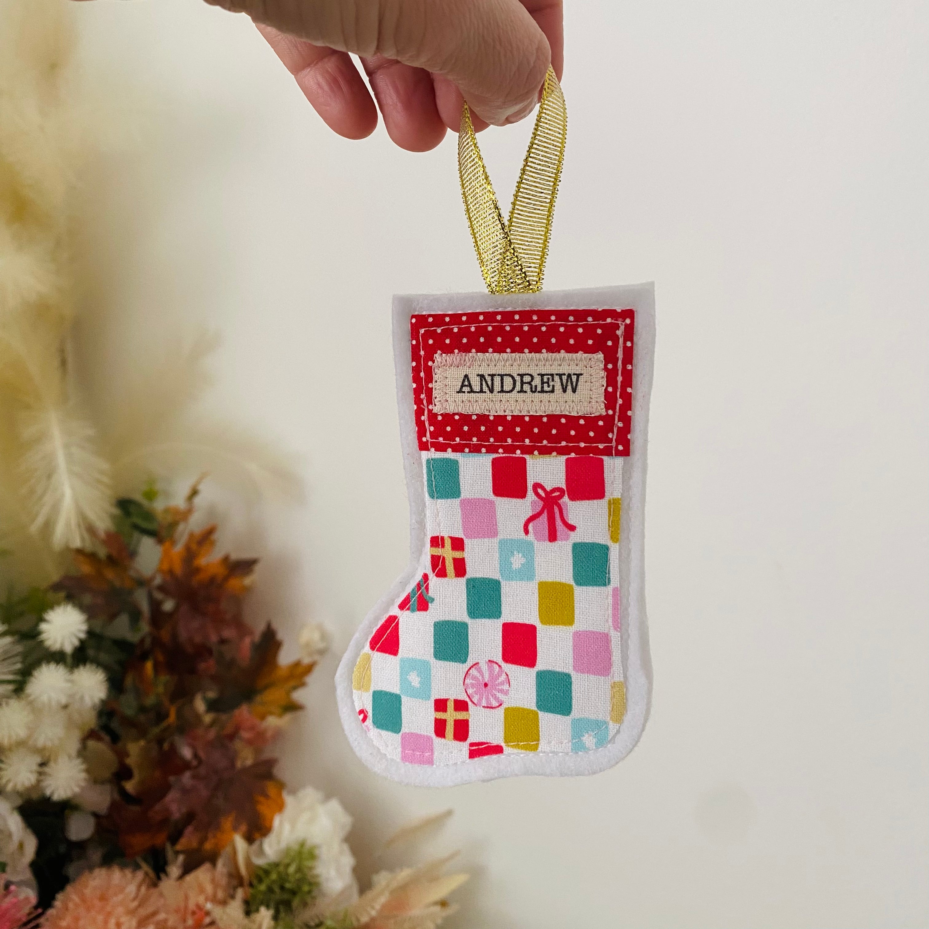 Set of 4 Appliqued Christmas decorations - Various designs - Personalised