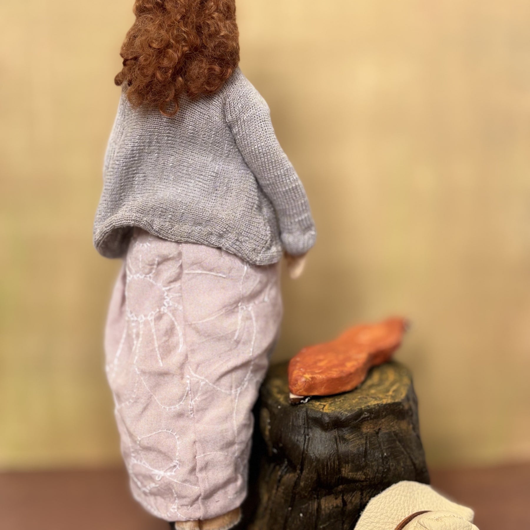 Busker mixed media Art Doll with dulcimer