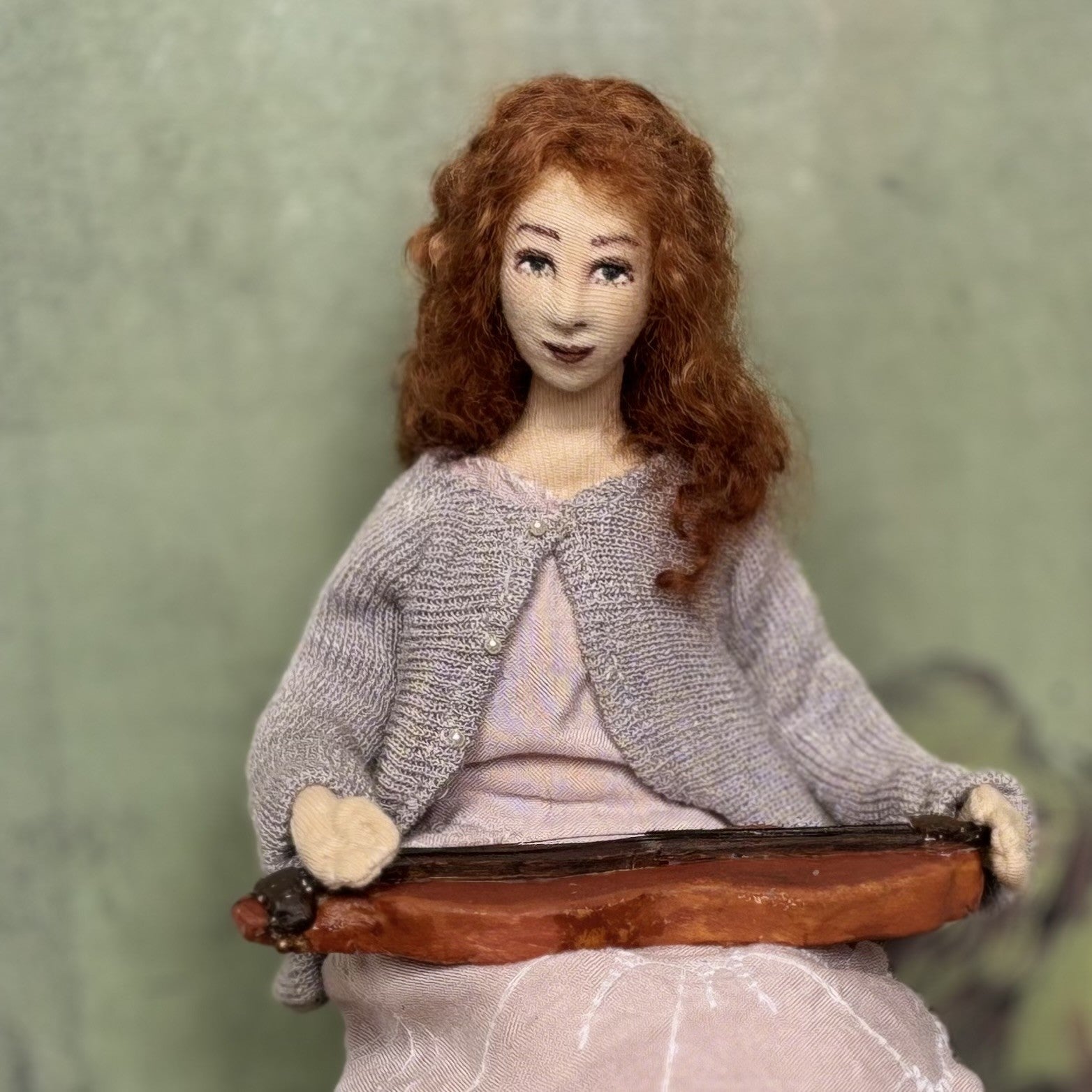 Busker mixed media Art Doll with dulcimer