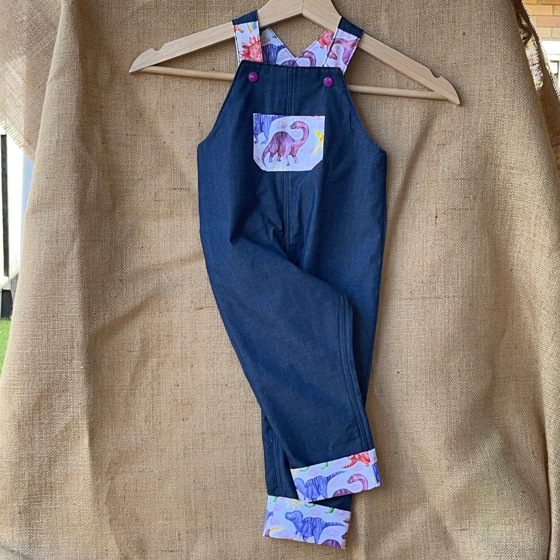 Fluro Dinosours |unisex toddler overalls | dungarees