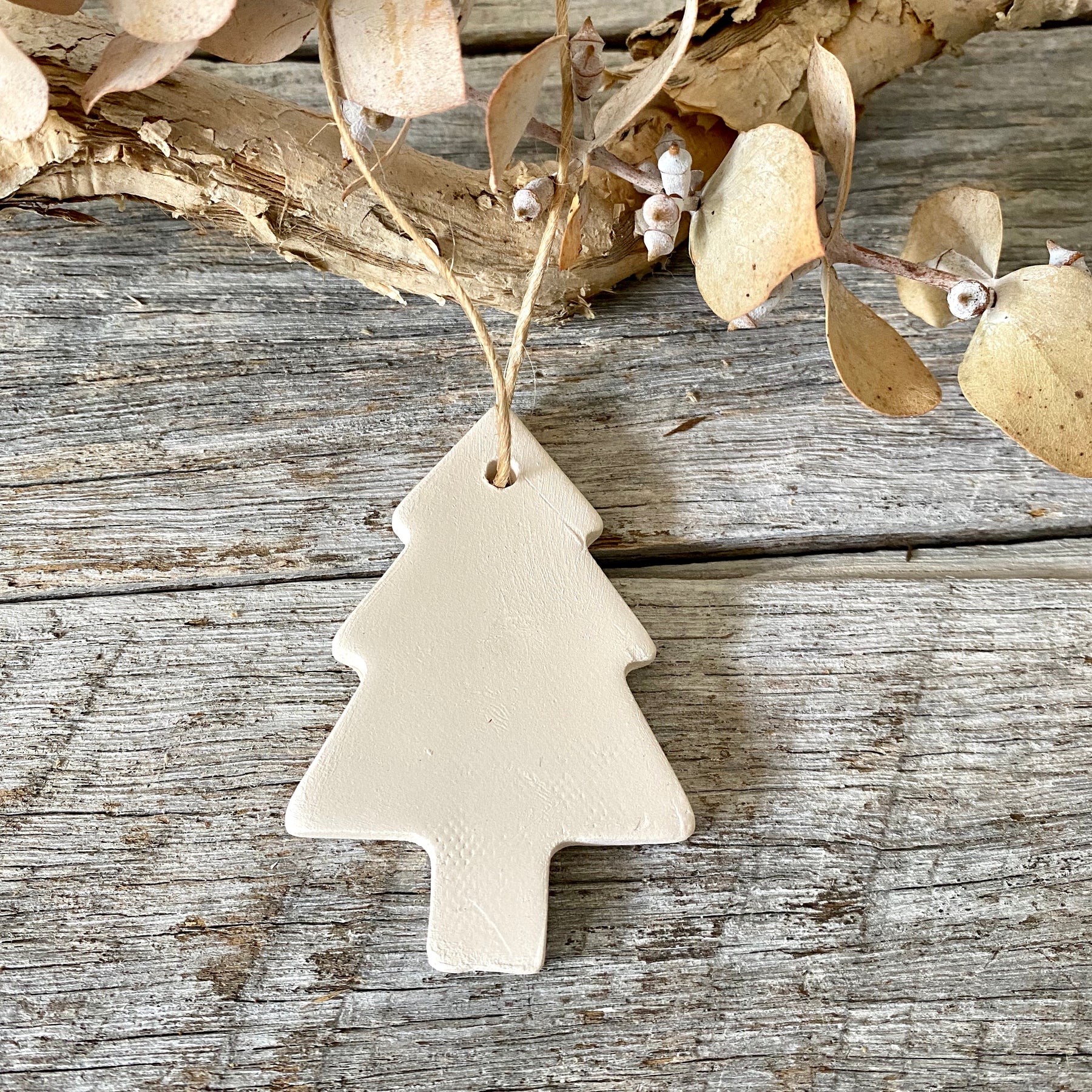 White Clay Christmas Ornament | Set of 4