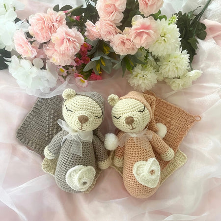 Handmade Crochet Teddy Bear Gift Set - Crochet Baby Gift Pack