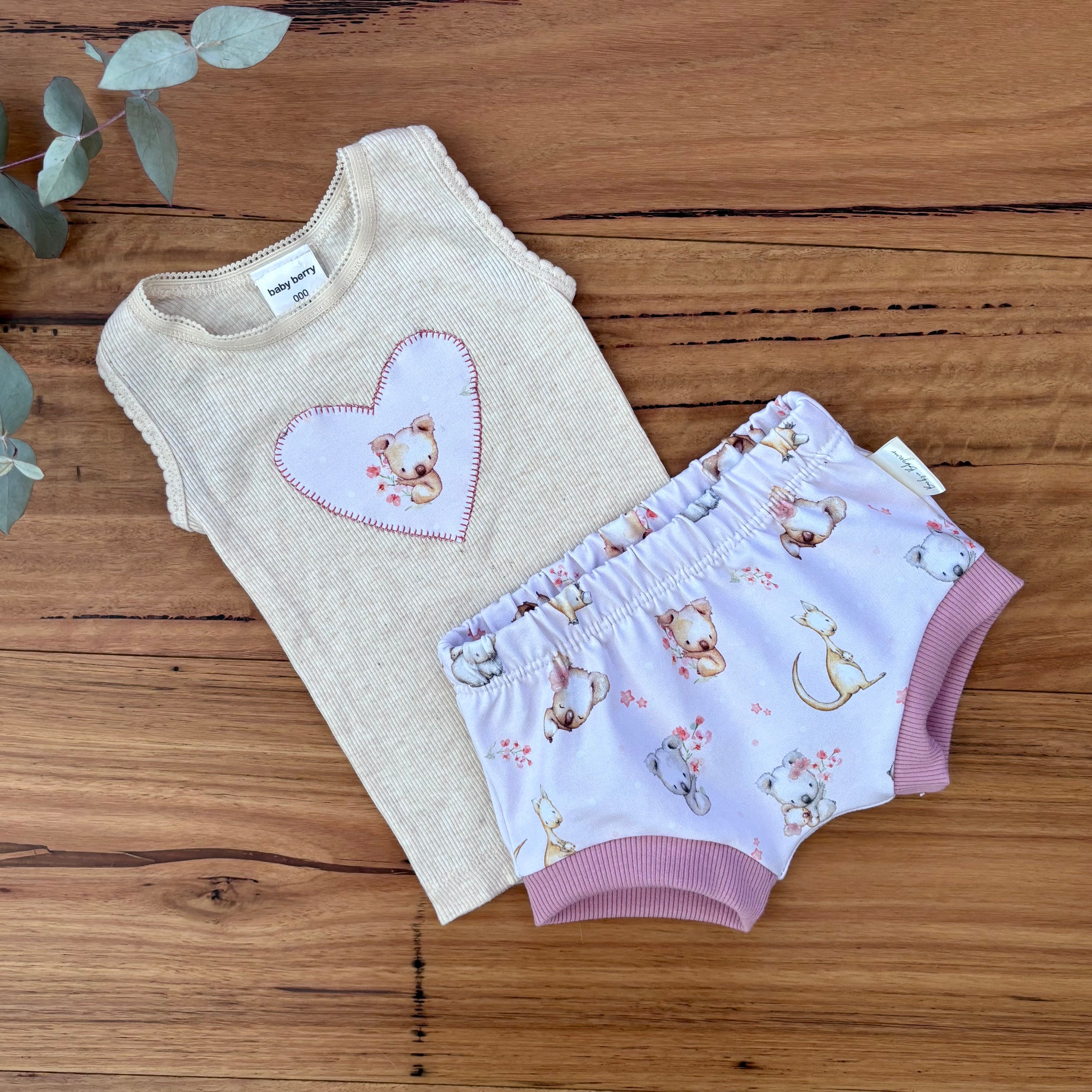 Baby Summer Shorties Set - Pink Platypuses Wombats