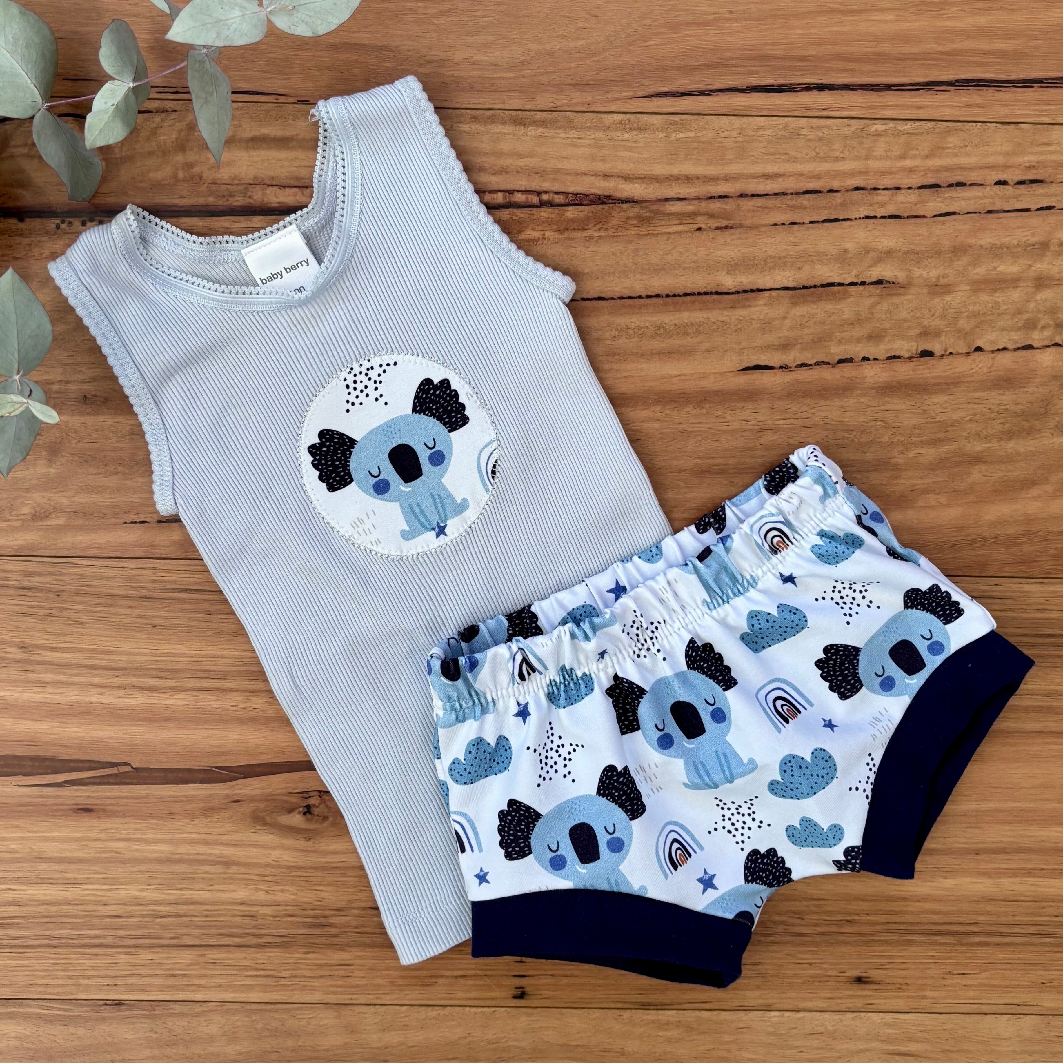 Baby Summer Shorties Set - Blue Koalas