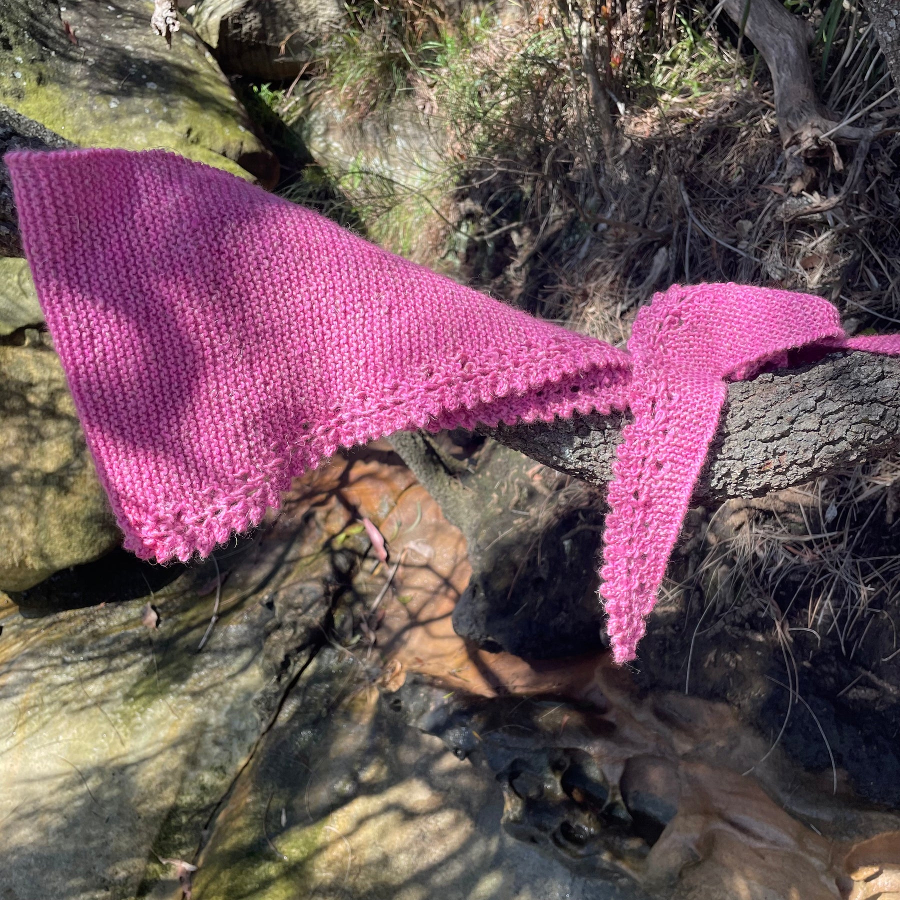 Long Pink Merino & Linen Scarf with Picot Edge. Fair Trade Yarn Uruquay