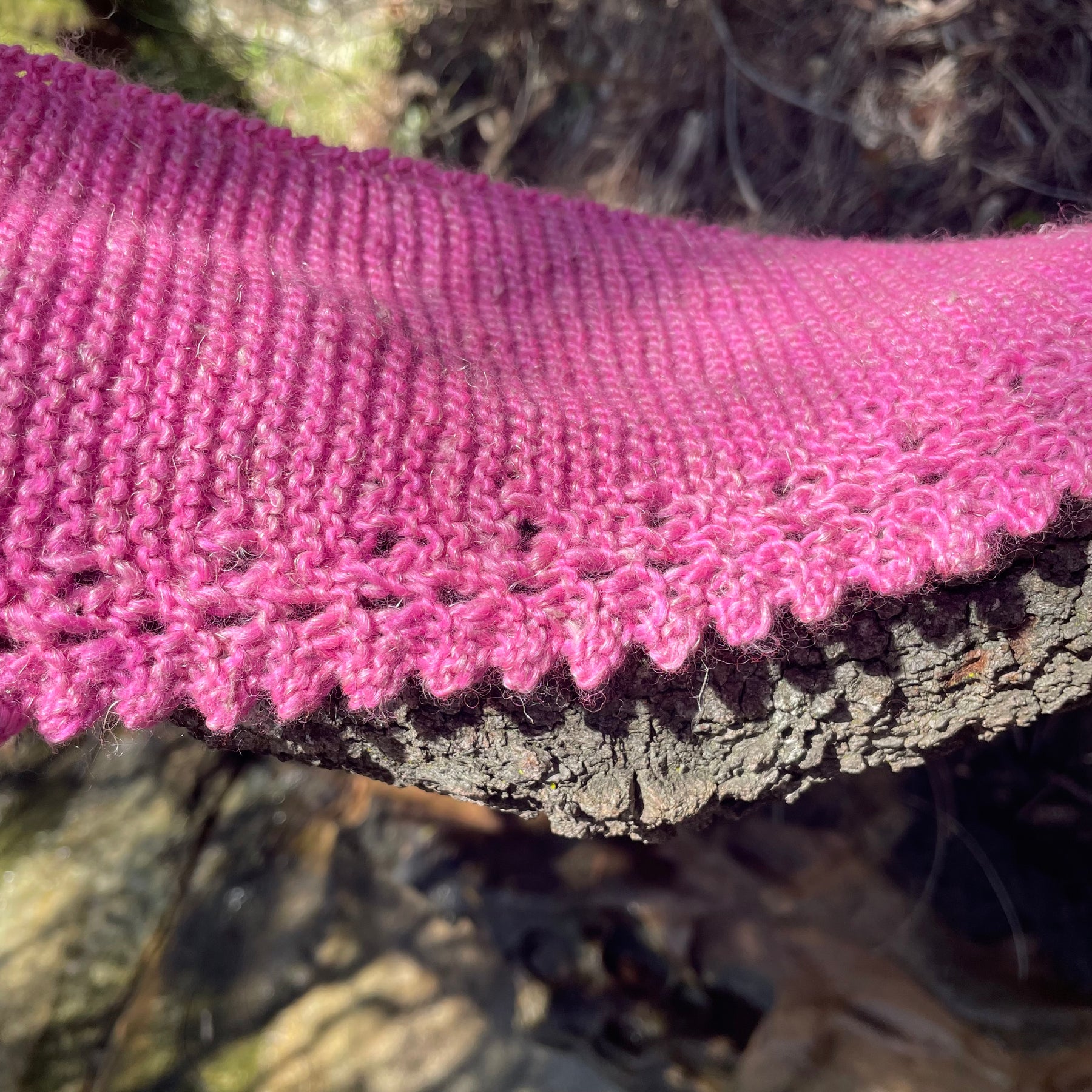Long Pink Merino & Linen Scarf with Picot Edge. Fair Trade Yarn Uruquay