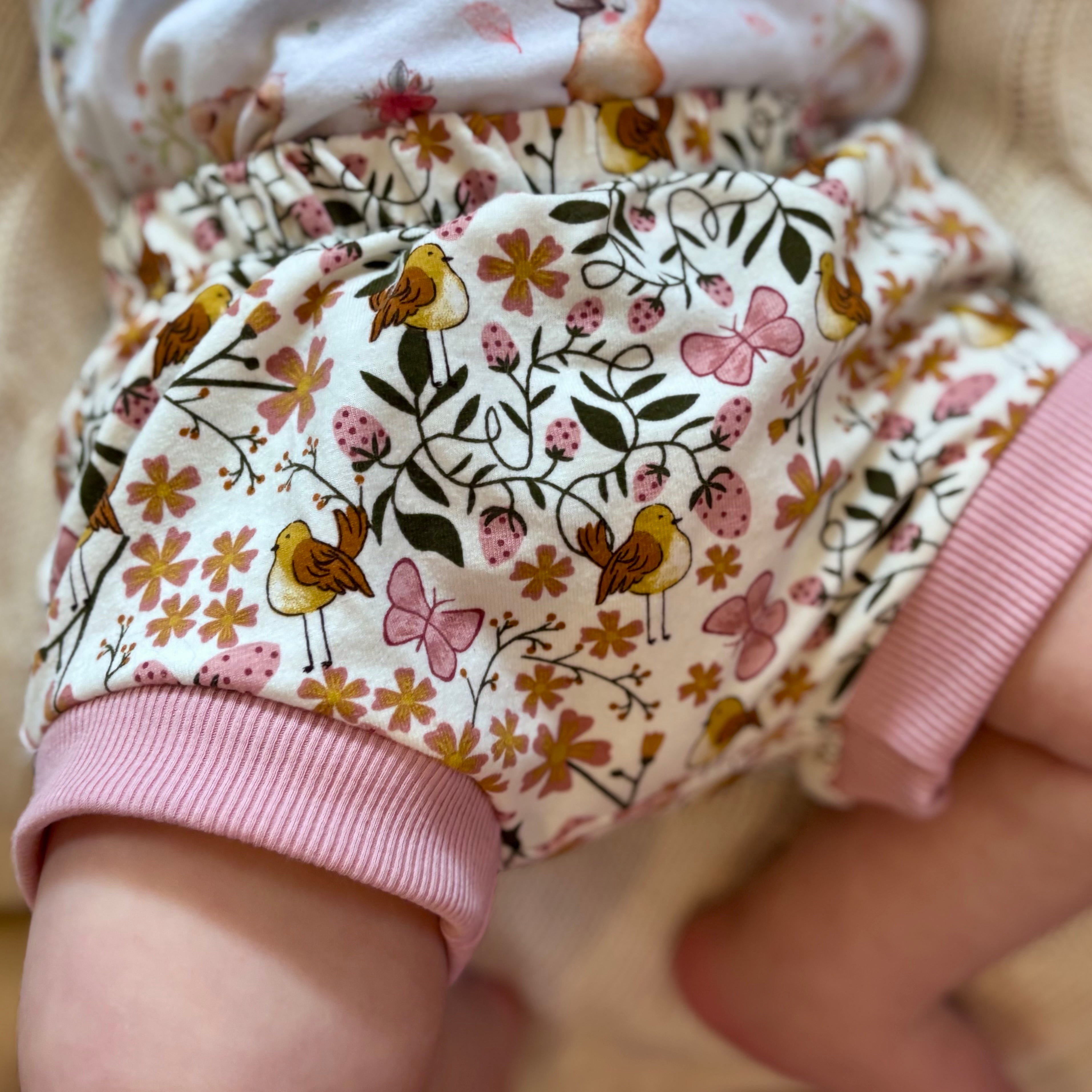 Baby Summer Shorties Set - Pink Floral Birdies