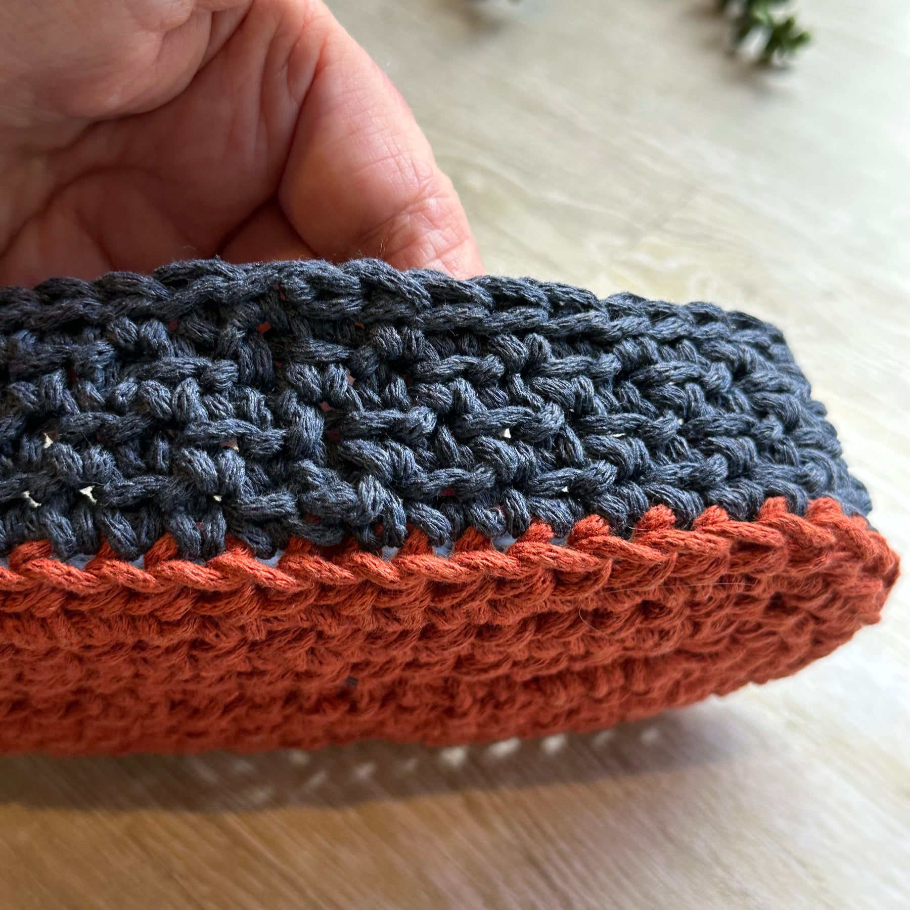 Oval Crochet Basket – Handmade Organiser for Glasses, Keys & Jewellery