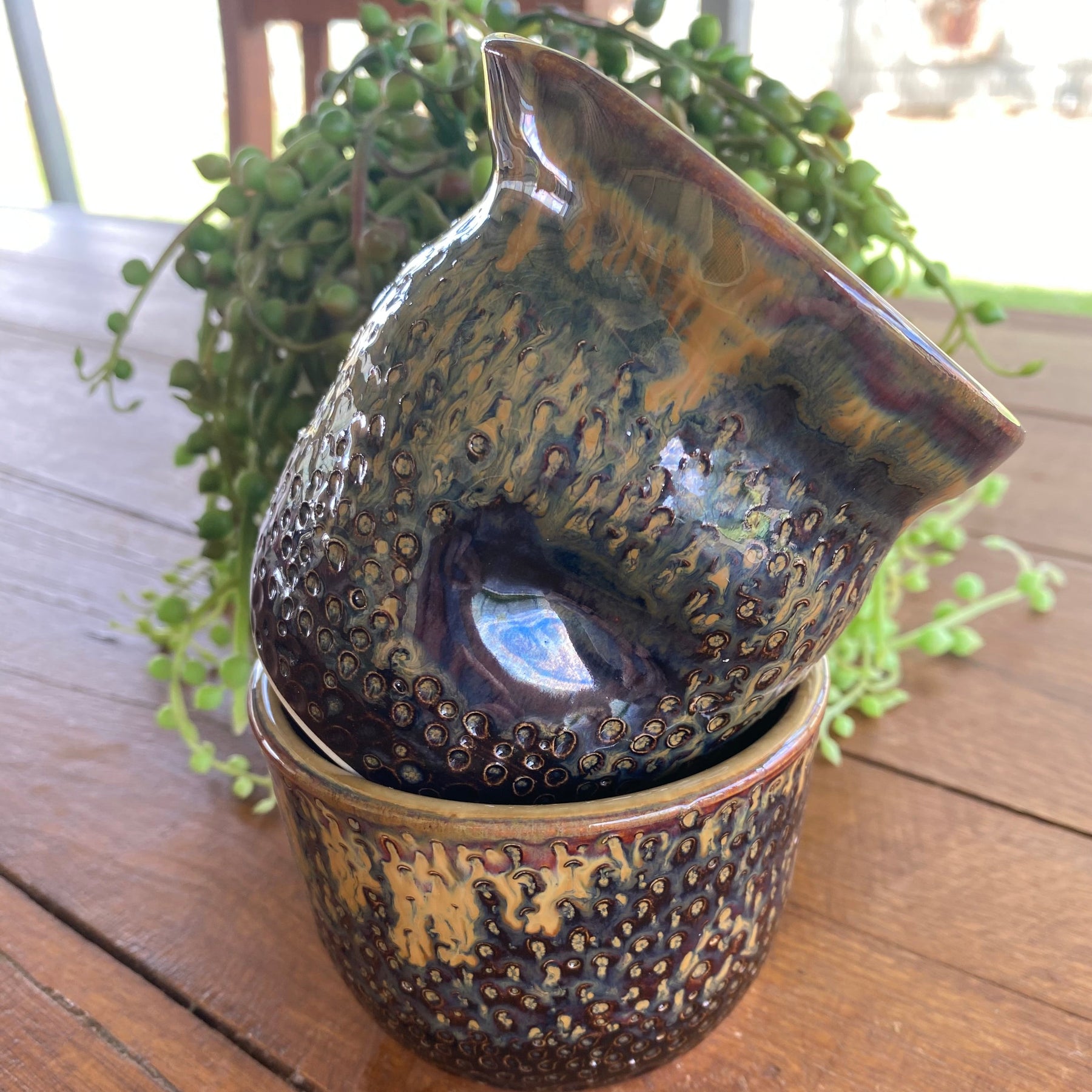 Ceramic Dessert Set for 1 | Dimple Jug and Bowl|Handmade Pottery