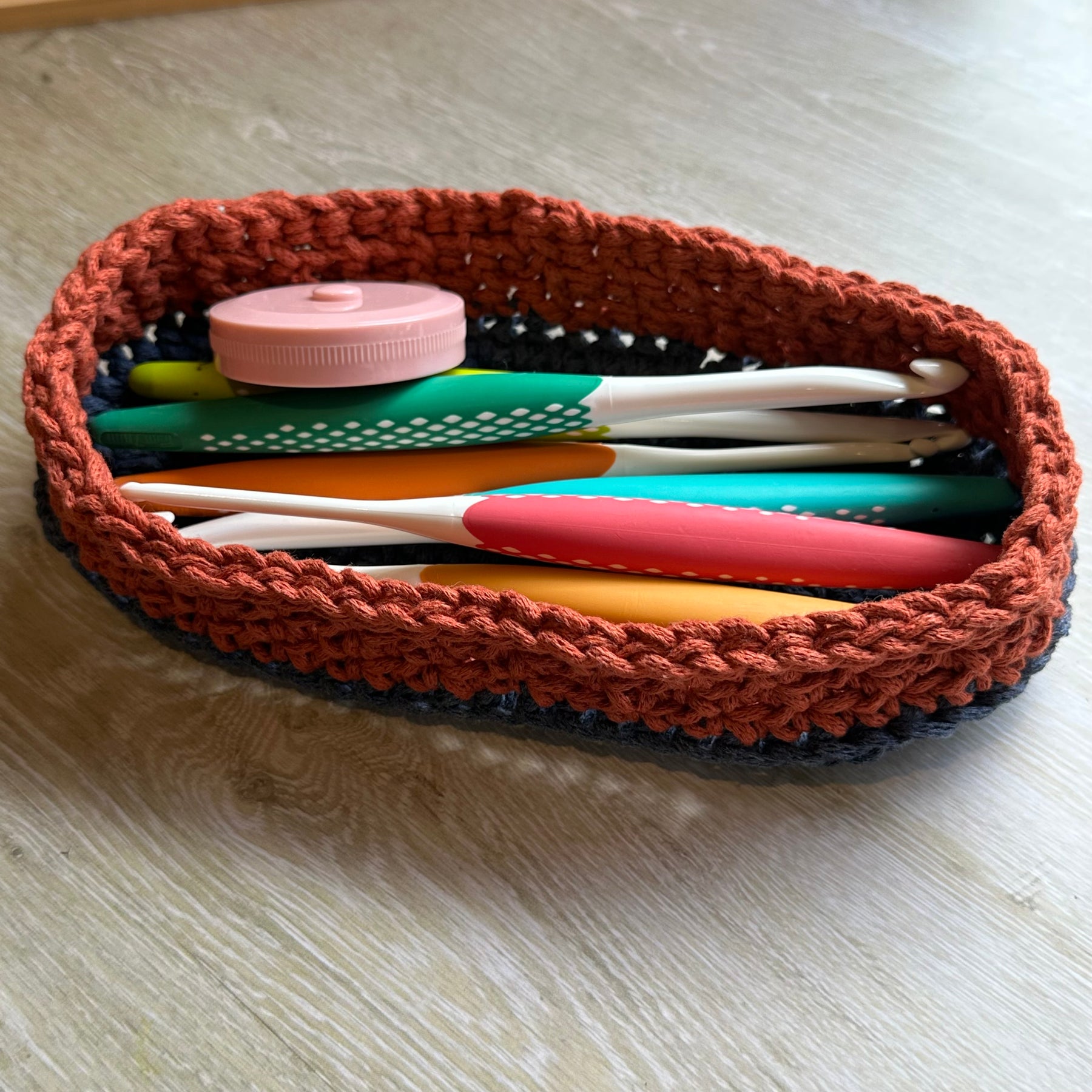 Oval Crochet Basket – Handmade Organiser for Glasses, Keys & Jewellery