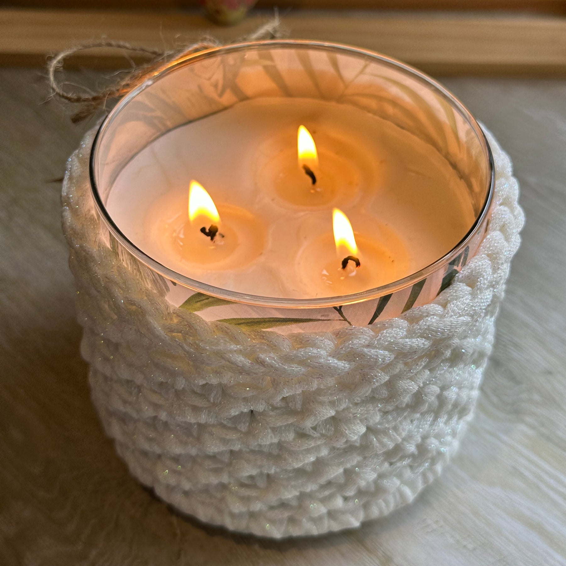 Handmade Crocheted Candle Cozy | Plant Holder