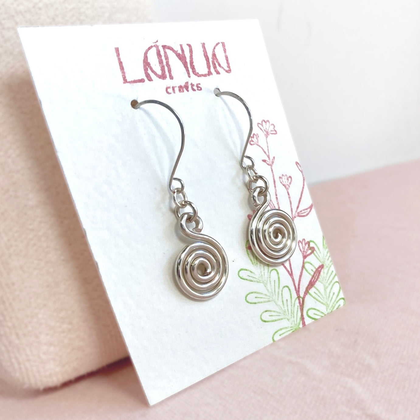 Spiral chunky silver dangle earrings | Sterling silver ear hooks | Celtic-inspired jewellery