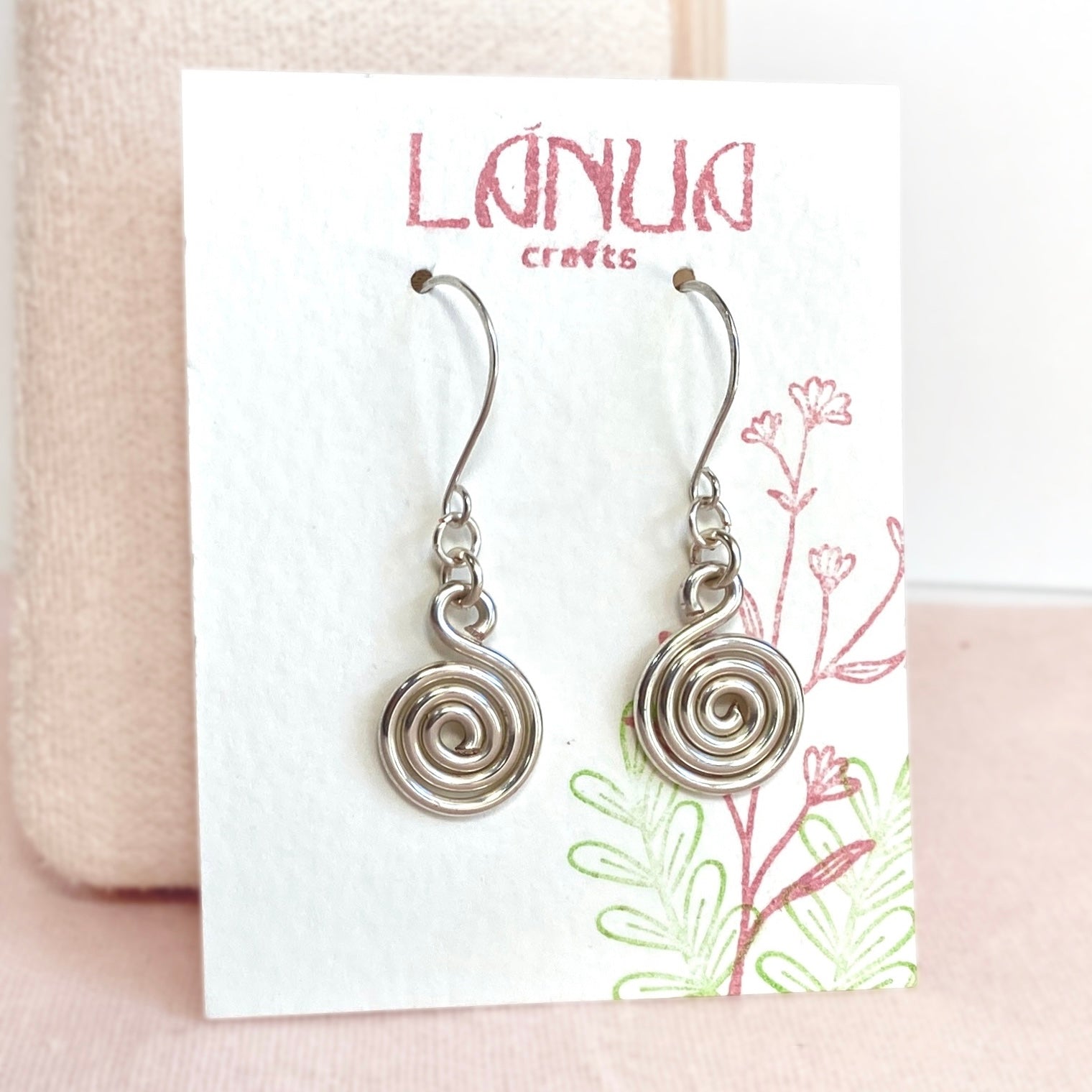 Spiral chunky silver dangle earrings | Sterling silver ear hooks | Celtic-inspired jewellery
