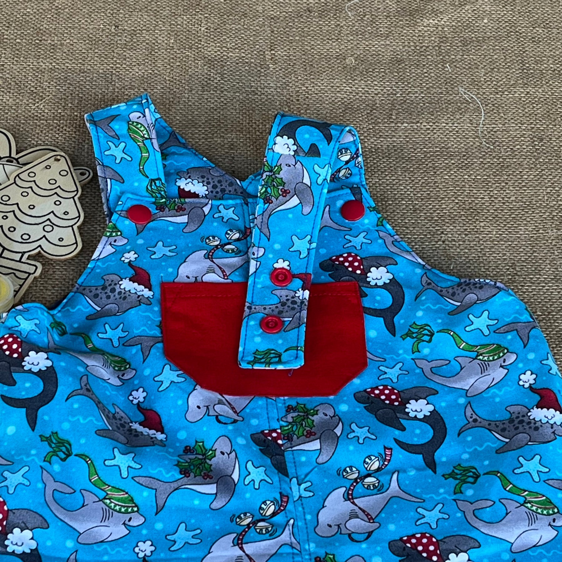 Christmas themed dolphins | toddler overalls/shorts | dungarees