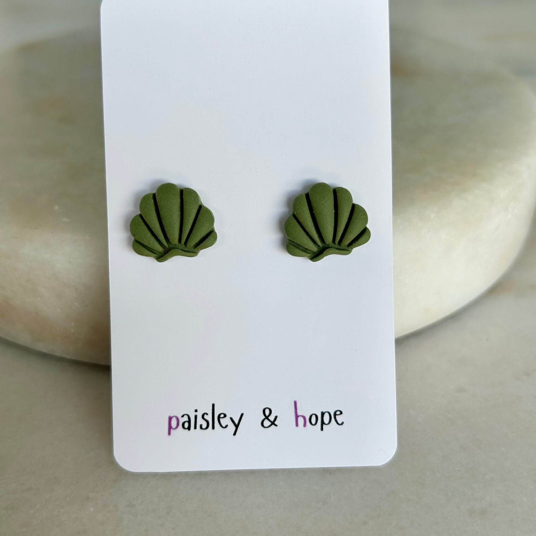 Polymer Clay Shell Studs - Choose Colour