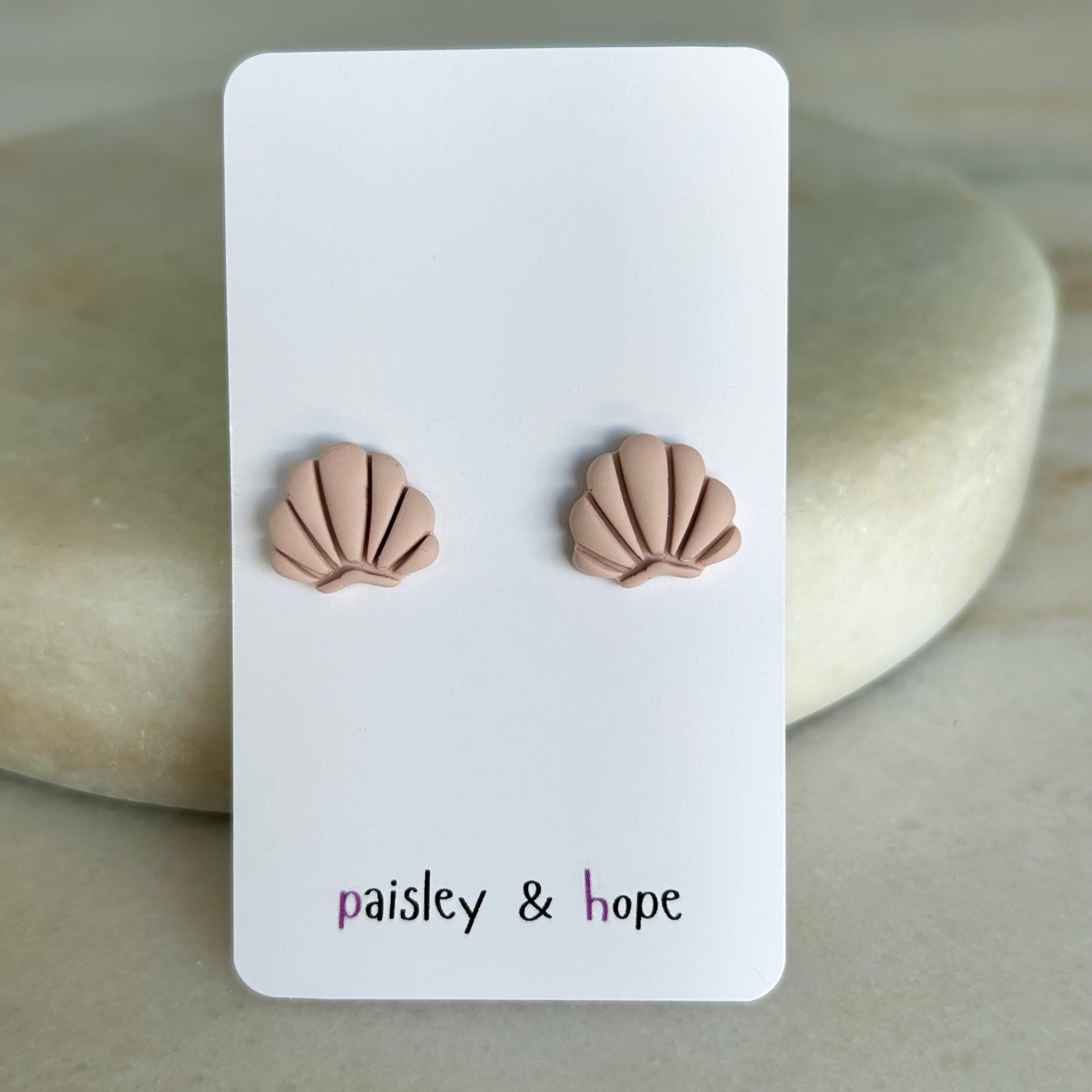 Polymer Clay Shell Studs - Choose Colour