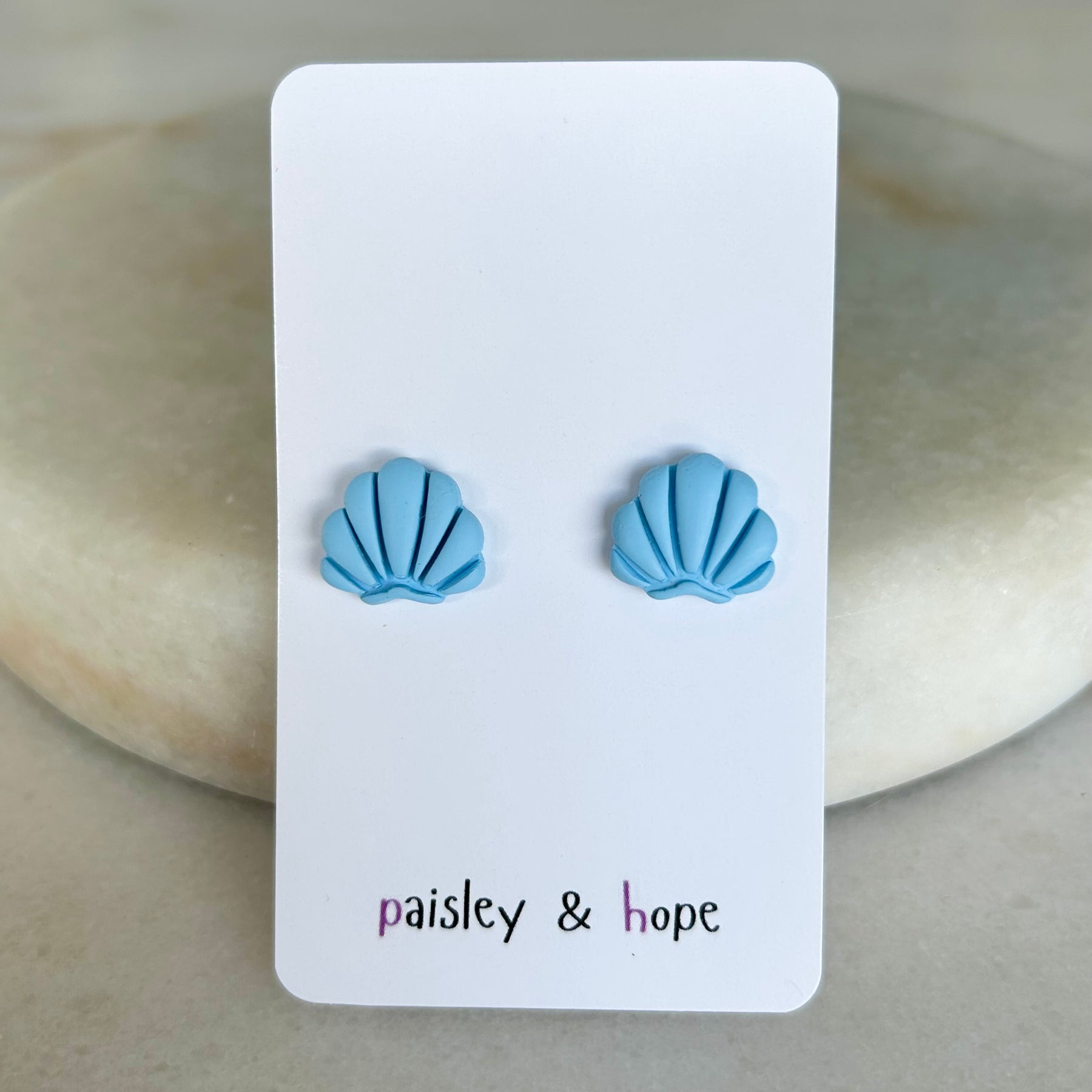 Polymer Clay Shell Studs - Choose Colour