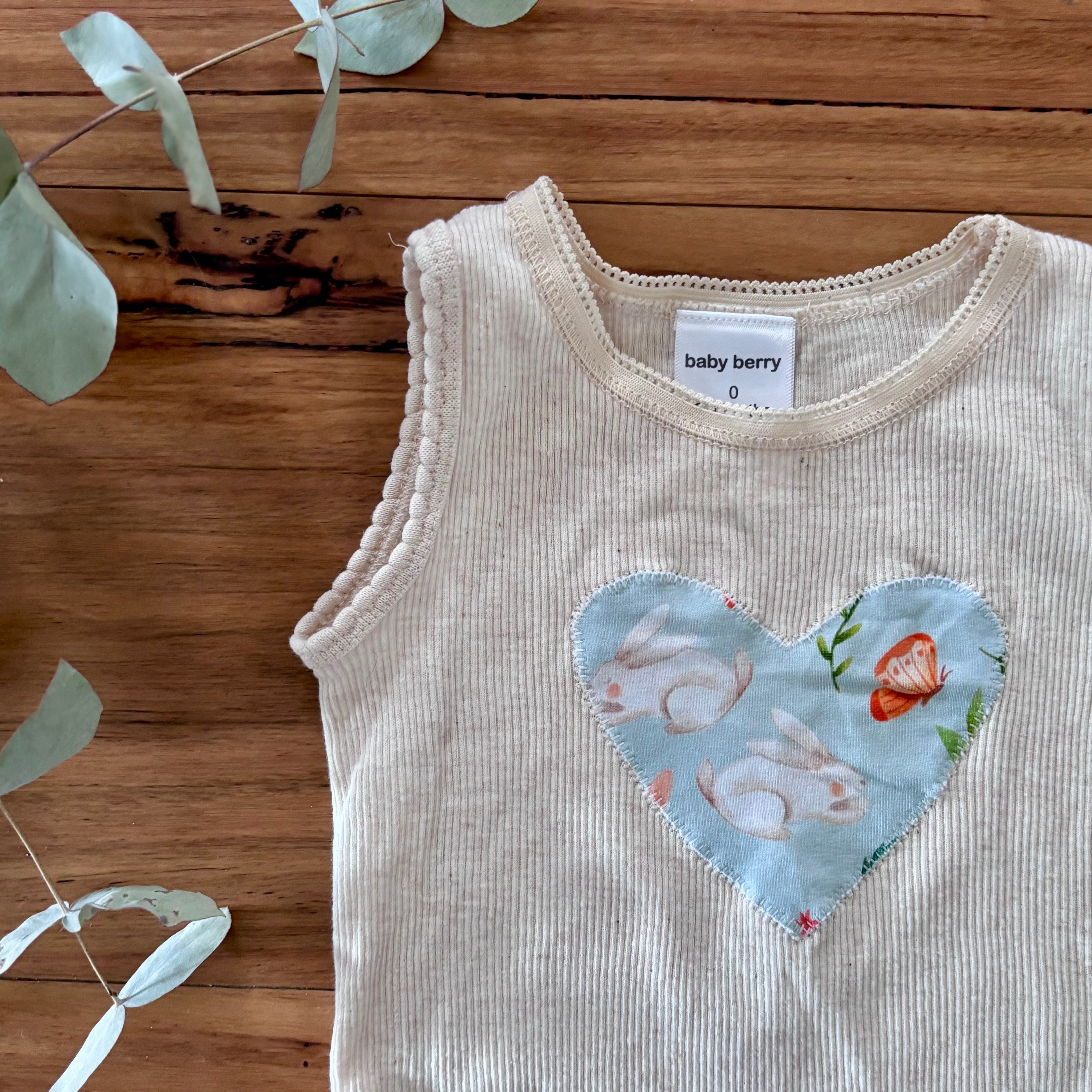 Baby Summer Shorties Set | Pink Blue Floral Bunnies | Size Newborn to 2 | Made to Order